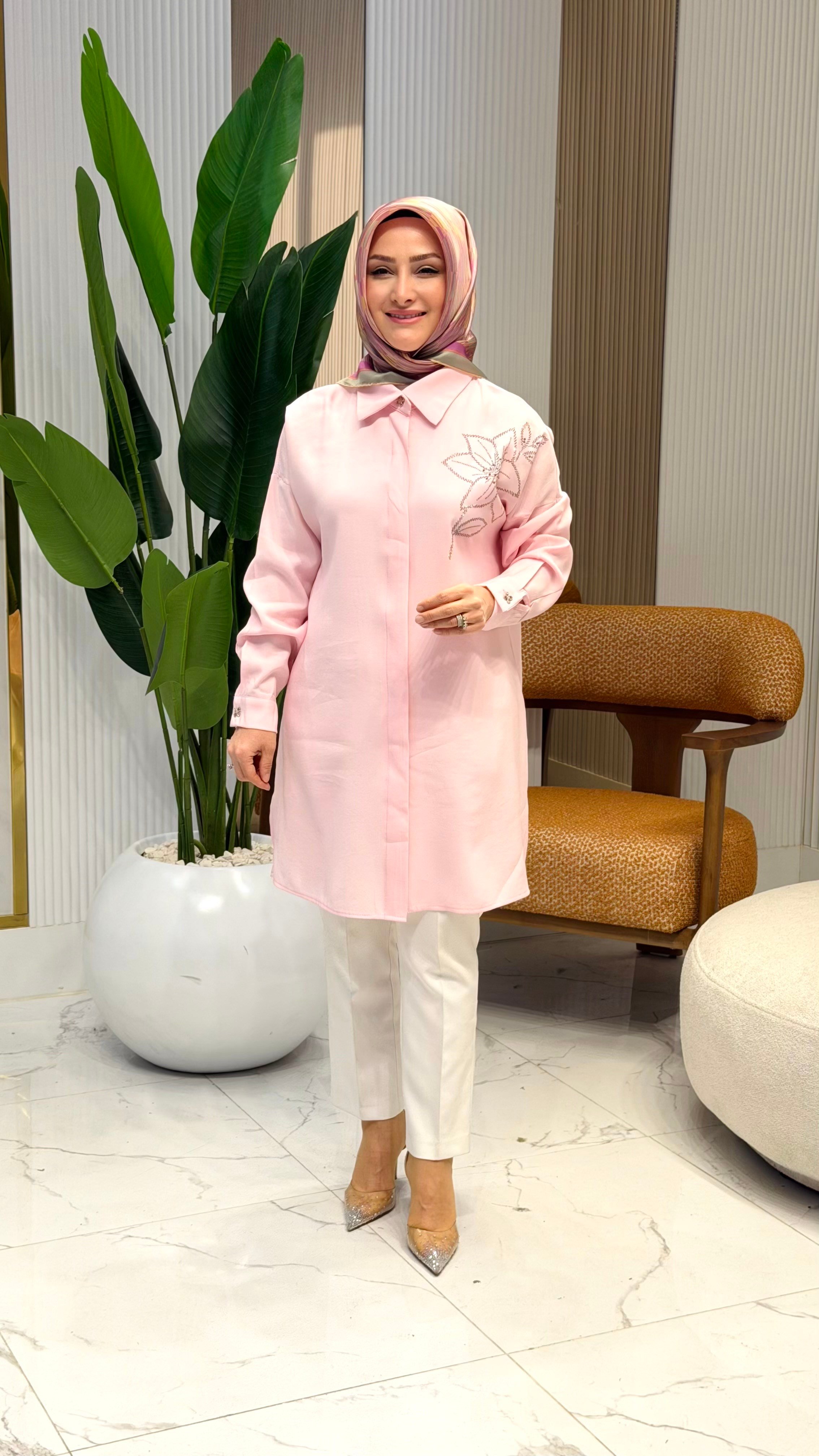 KADO TAŞLI GÖMLEK PEMBE - 263364