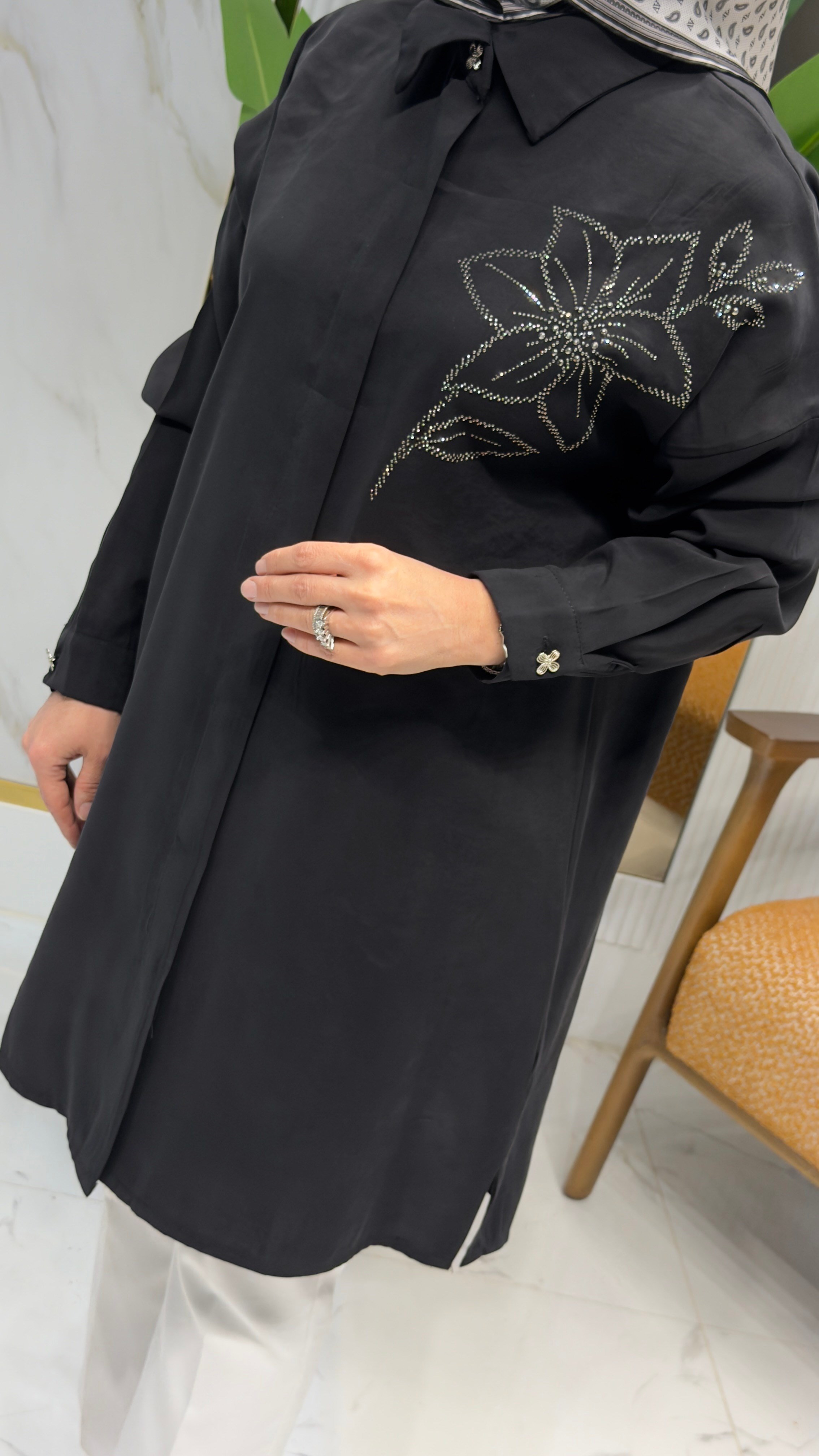 KADO TAŞLI GÖMLEK SİYAH-263364