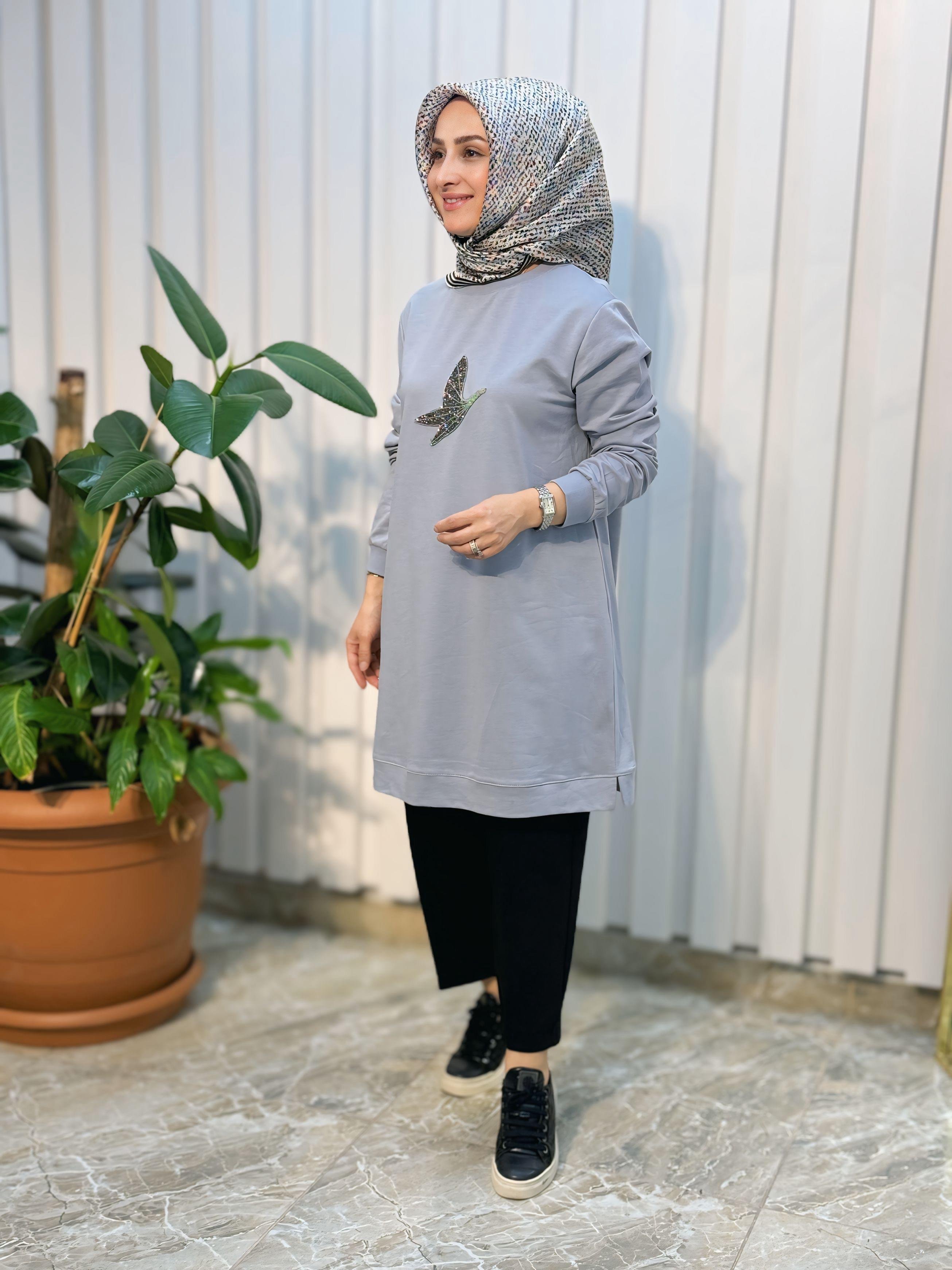 KADO TAŞLI SIFIR YAKA TUNİK- 9103