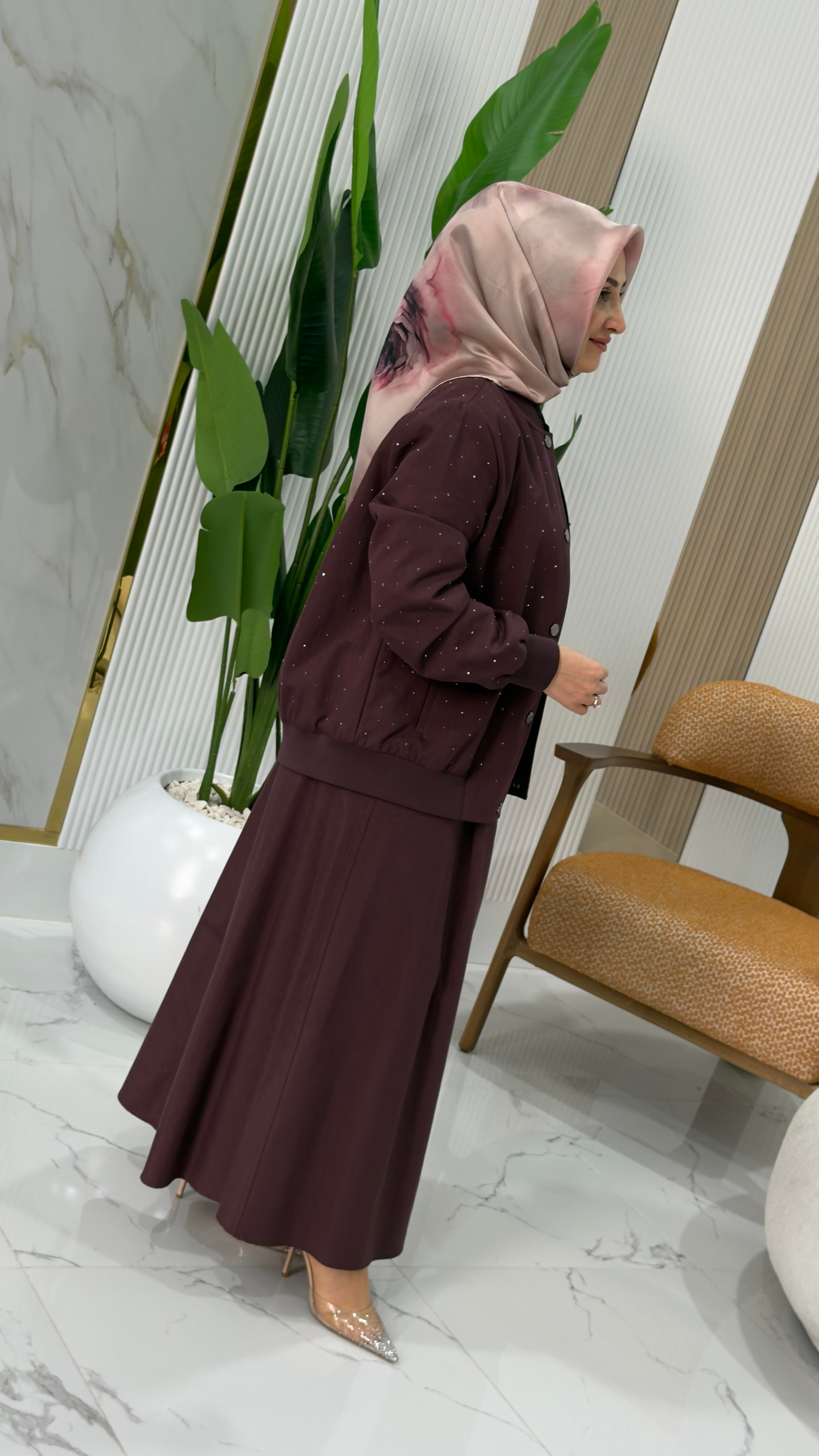 KAYRA HOTFİX BASKILI ETEKLİ TAKIM BORDO- KY-A25-76019