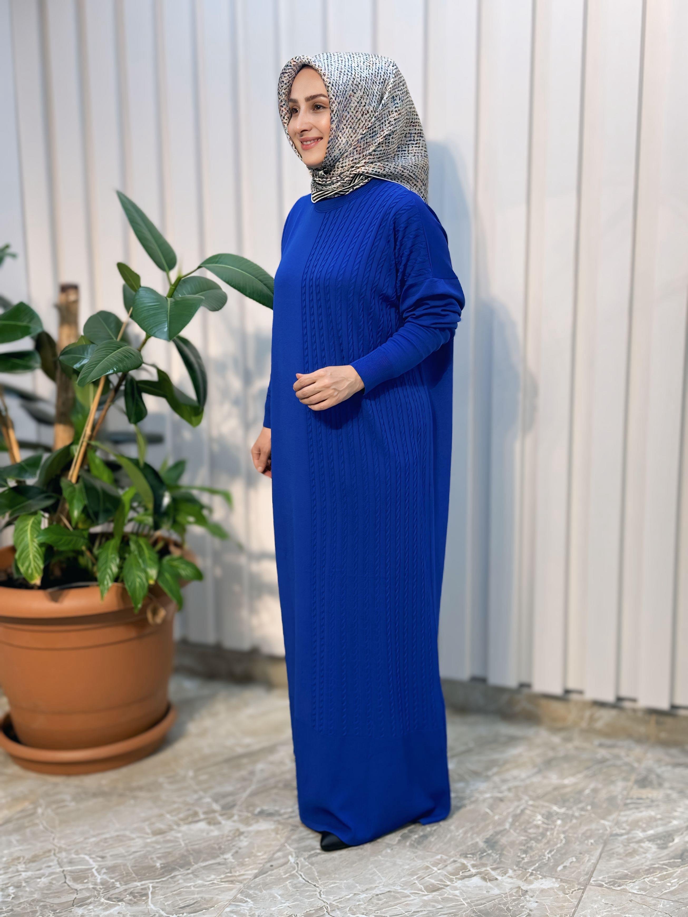 KENDİNDEN DESENLİ TRİKO ELBİSE -9170
