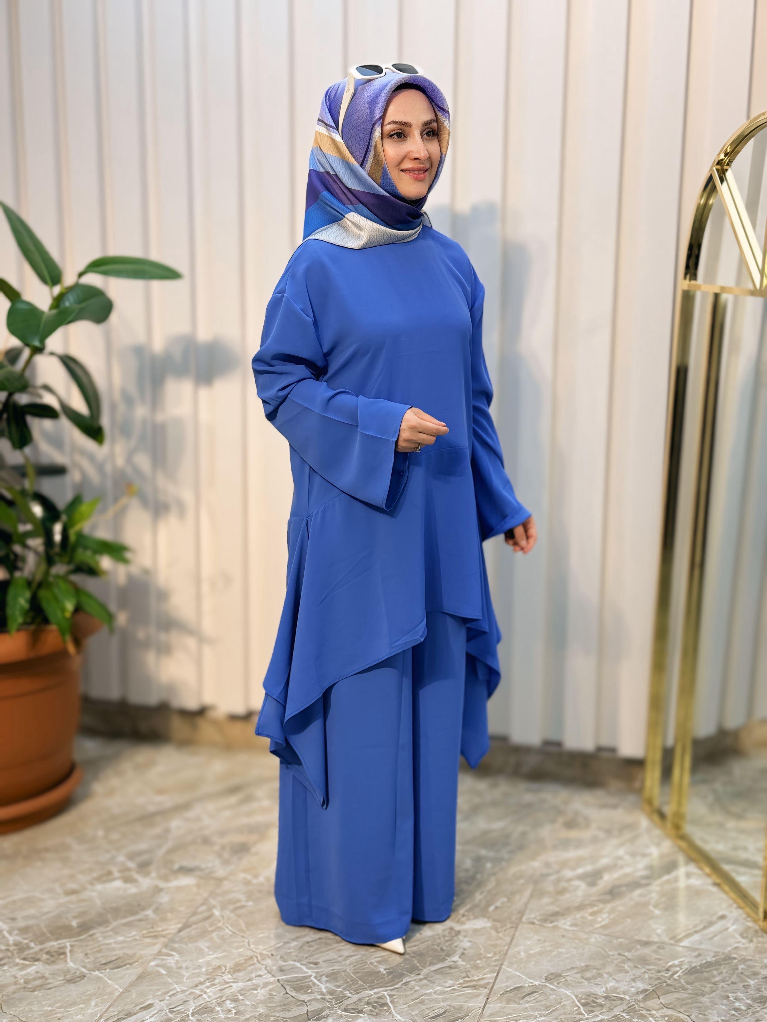 KREP KUMAŞ PANTOLONLU TAKIM -0017