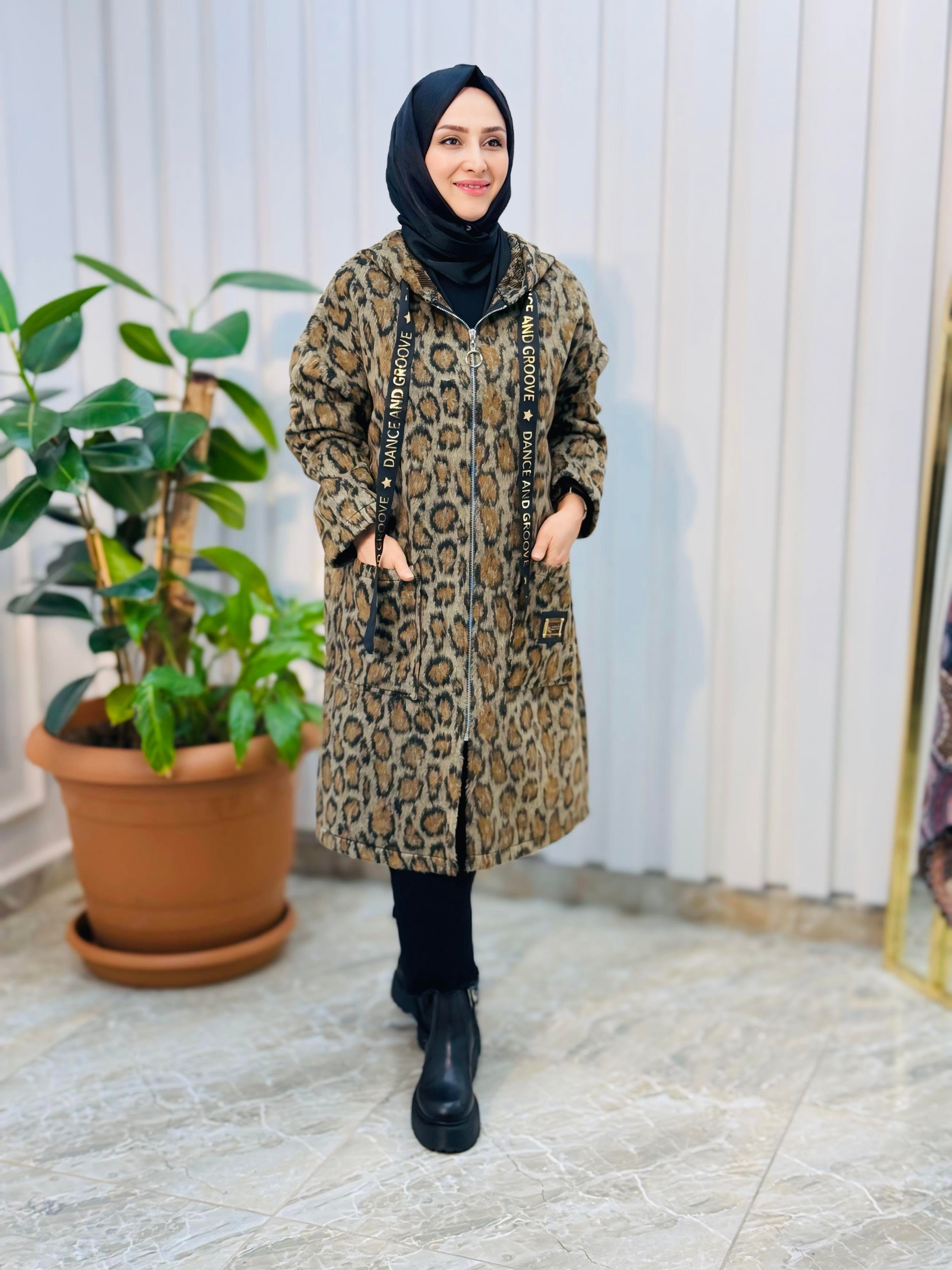 LEOPAR DESENLİ ÖRME KAP-2066