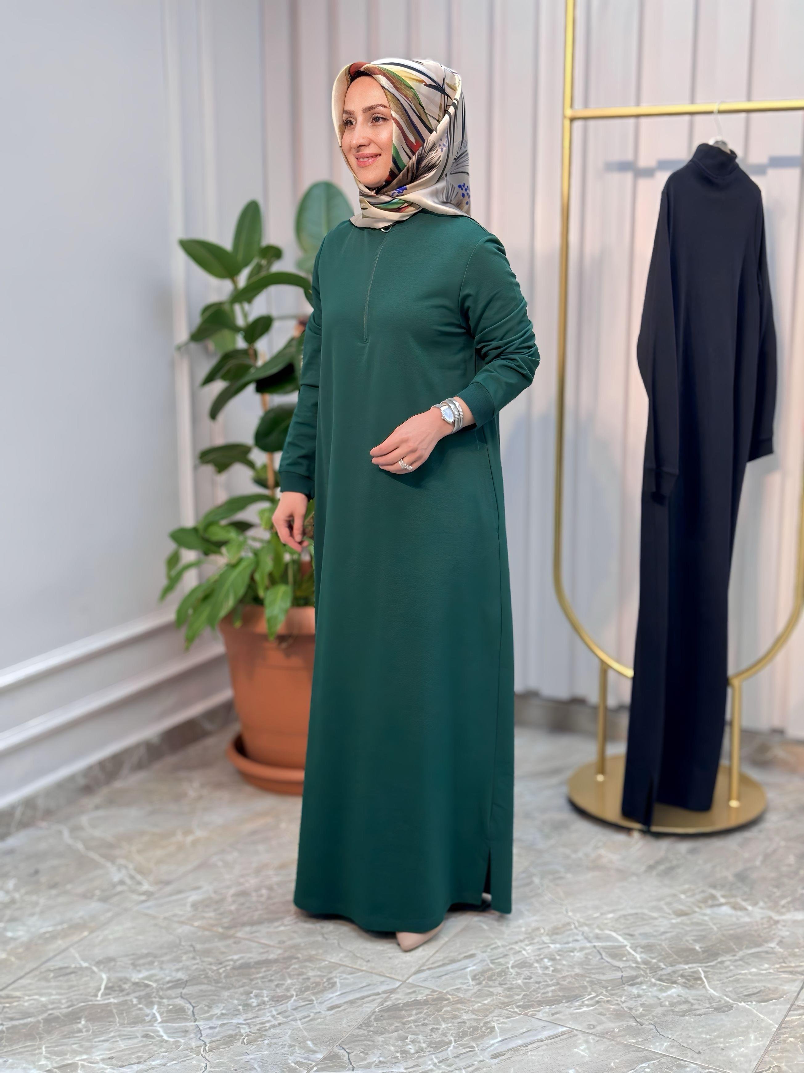 ÖNÜ YARIM FERMUARLI KADO ELBİSE - 7639