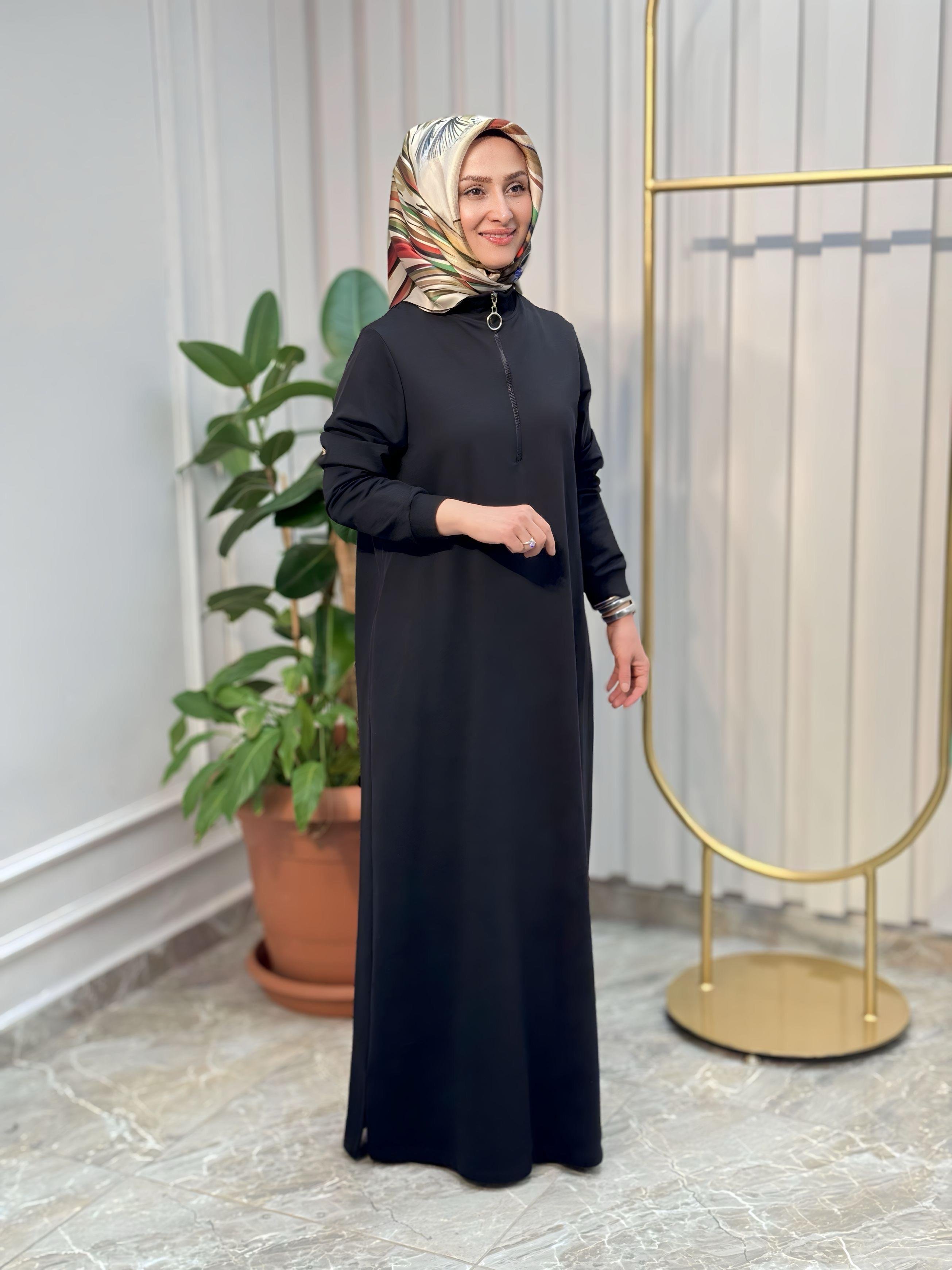 ÖNÜ YARIM FERMUARLI KADO ELBİSE - 7639