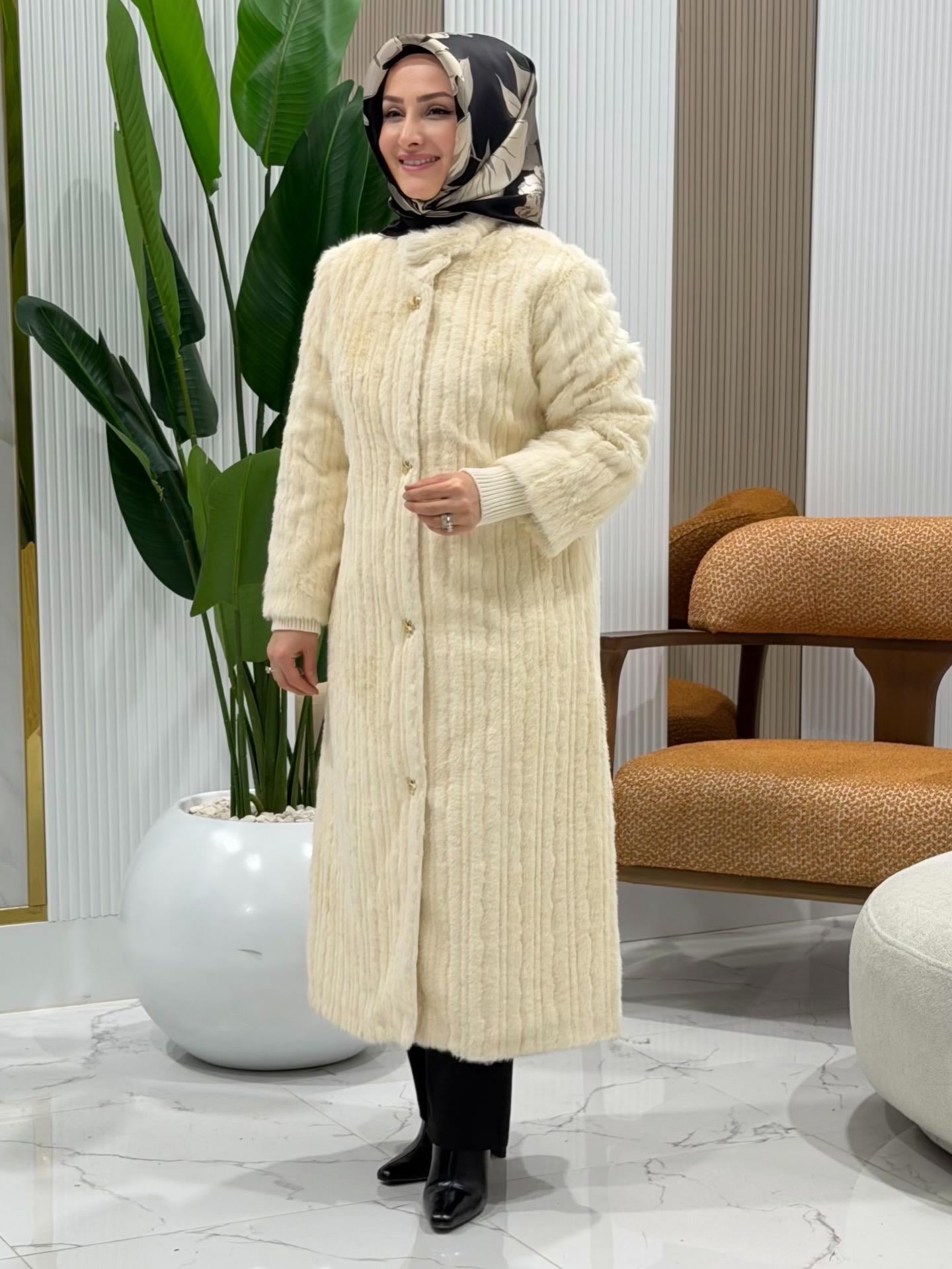 SOFF ANGORA UZUN KABAN EKRU -1540