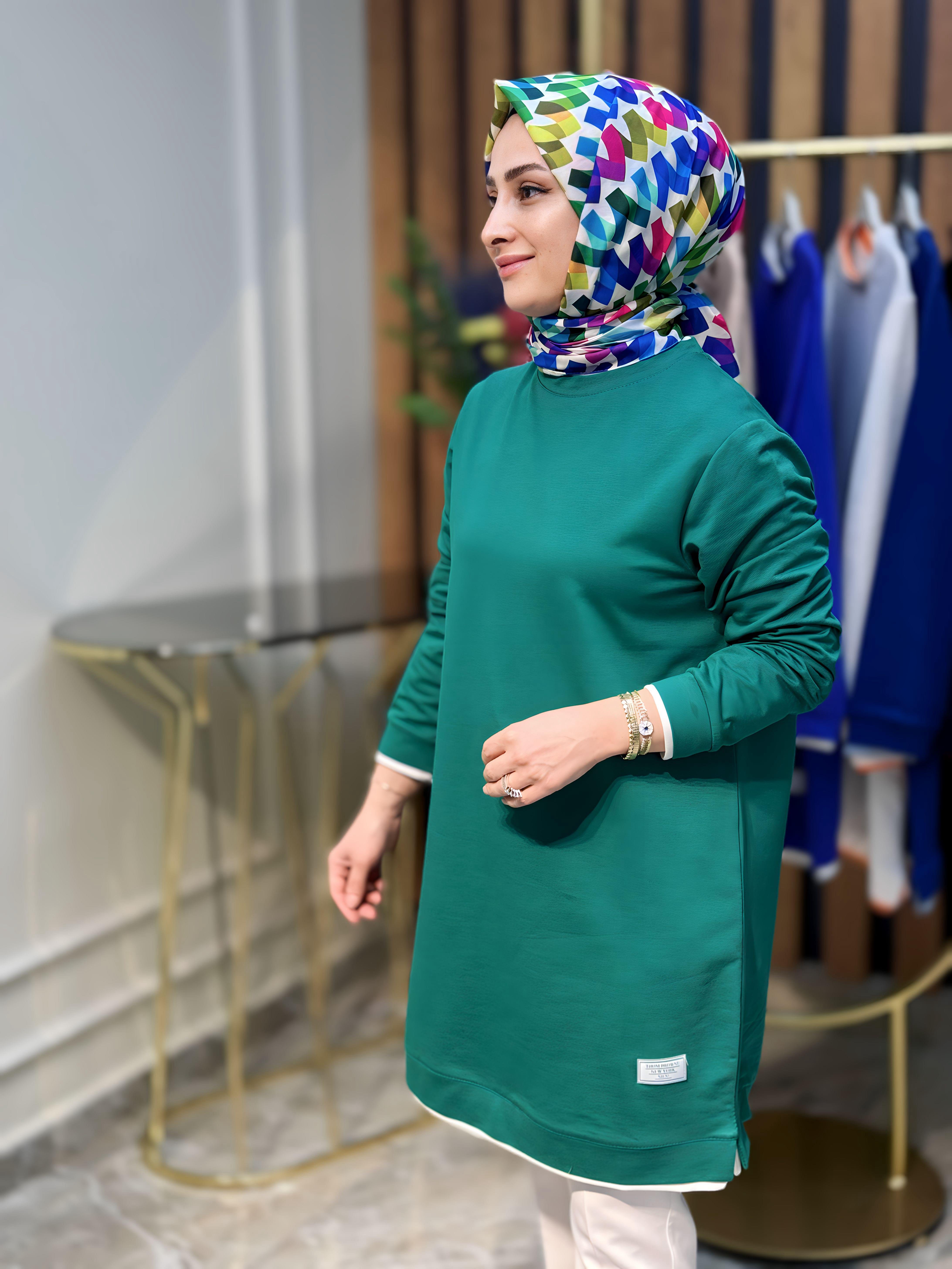 SOFF KADO ÇİFT YAKALI RENK GARNİLİ TUNİK-K7428