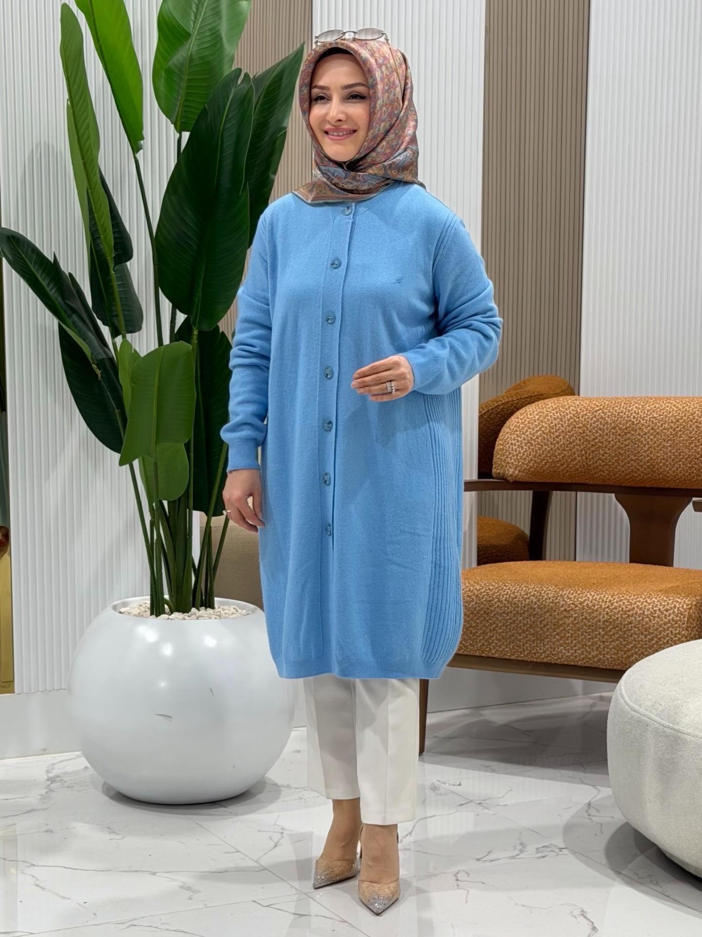 TIĞ TRİKO KAŞMİR HIRKA MAVİ- 14571.1