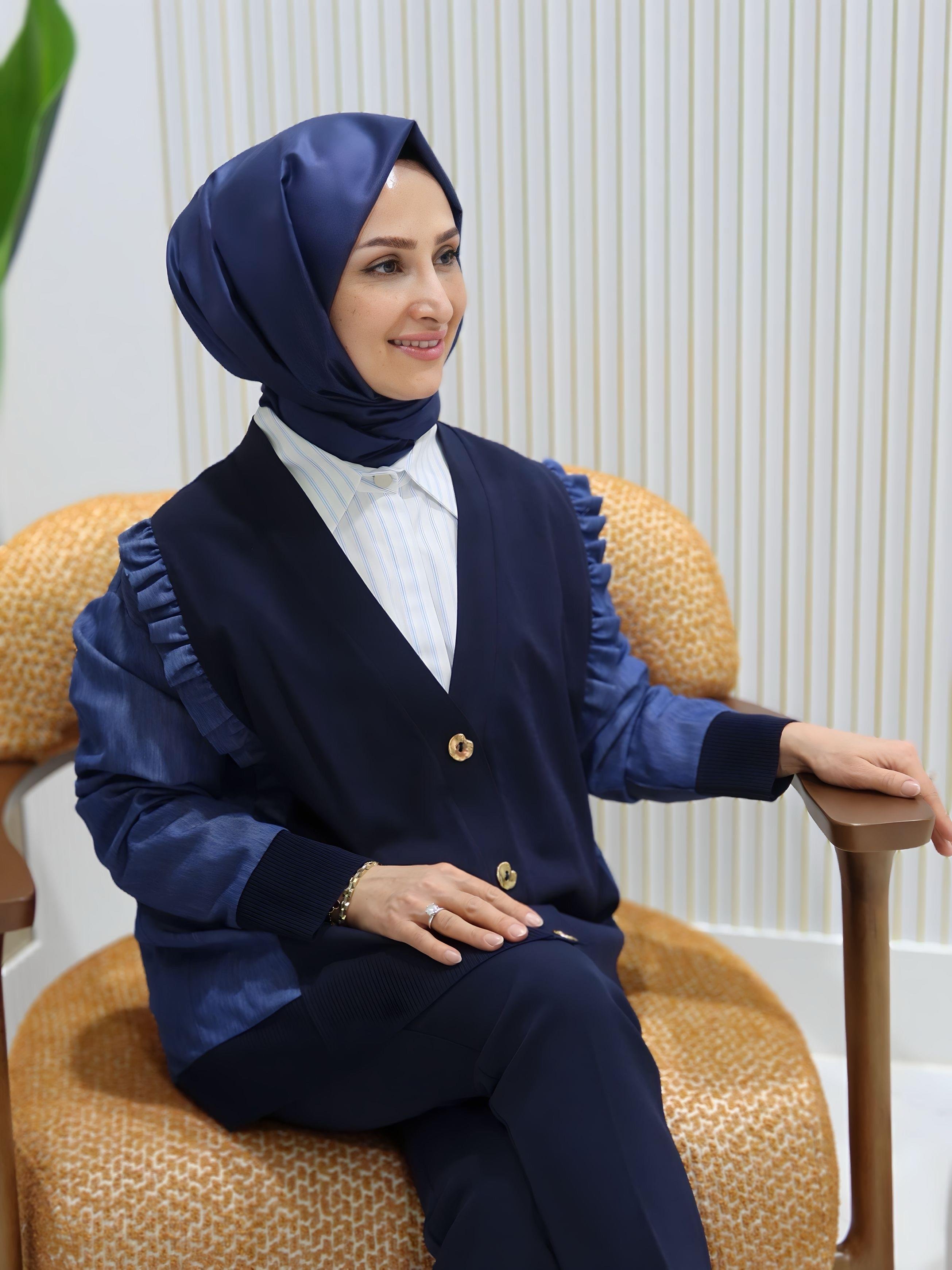 TIĞ TRİKO KOLU KOT DETAYLI TRİKO KOMBİNLİ HIRKA- 21918.1