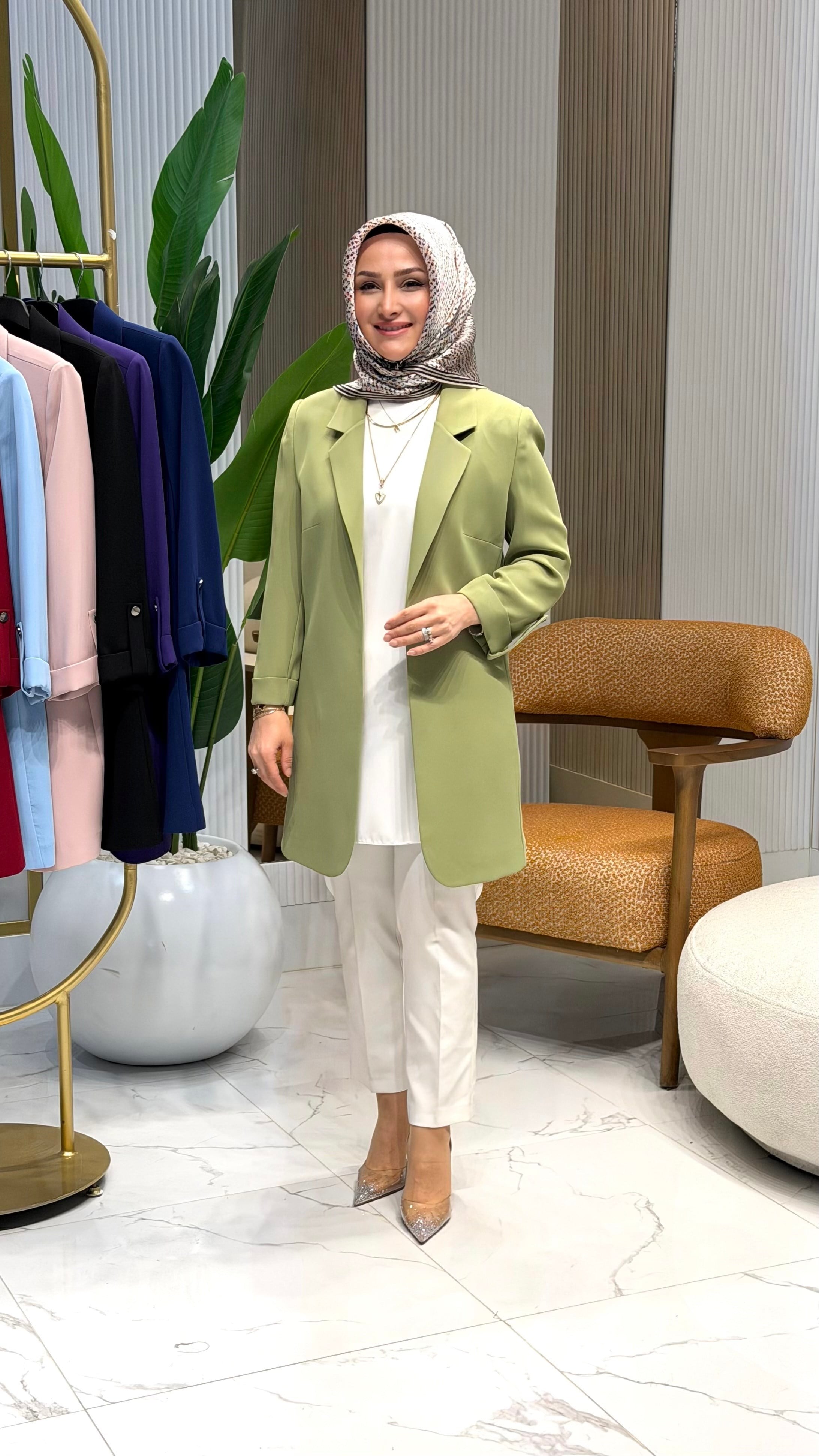TRUVAKAR KOL KRUVAZE YAKA TEK CEKET YEŞİL -1155