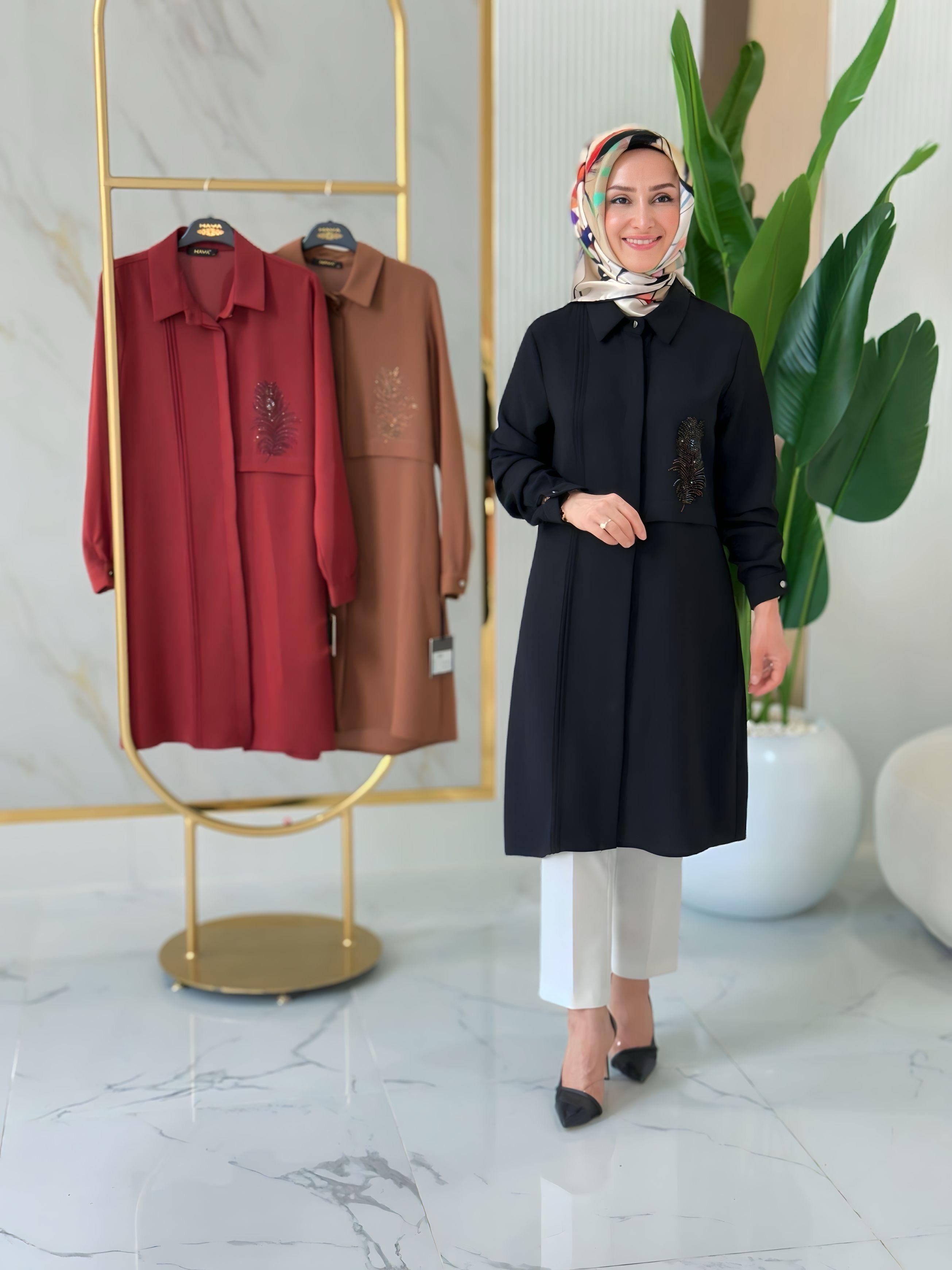 YAPRAK TAŞLI TUNİK- 1592