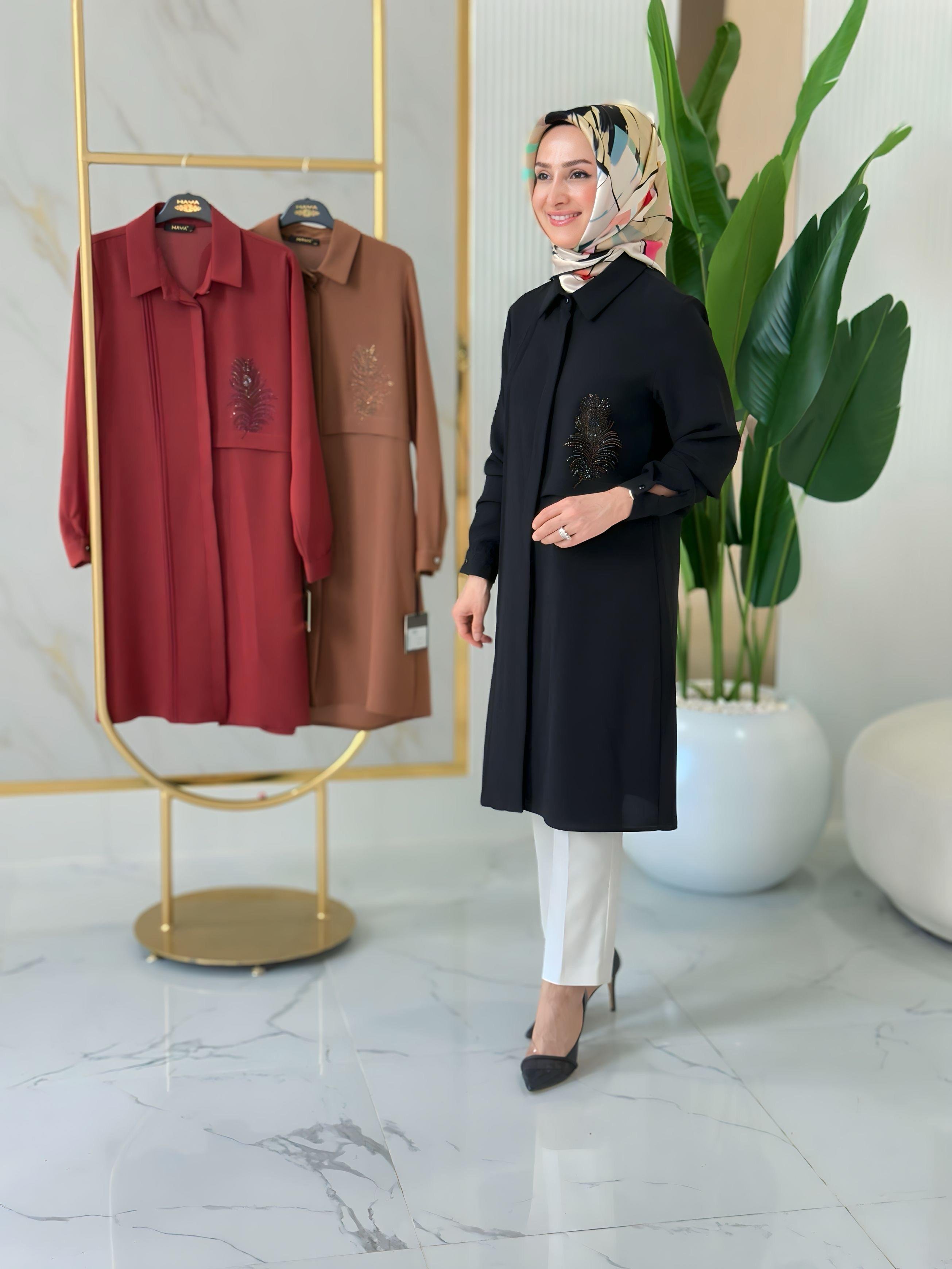 YAPRAK TAŞLI TUNİK- 1592