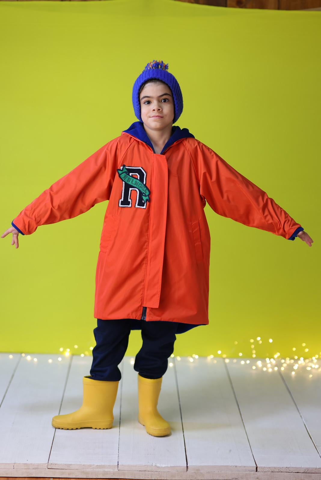Baskı Detaylı Polar Astarlı Yağmurluk