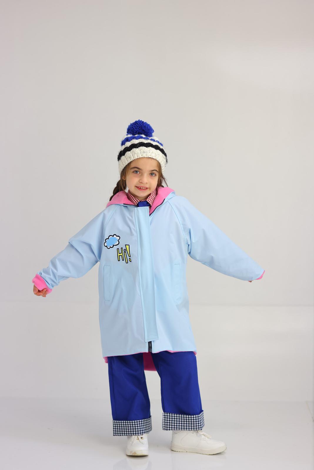 Baskı Detaylı Polar Astarlı Yağmurluk