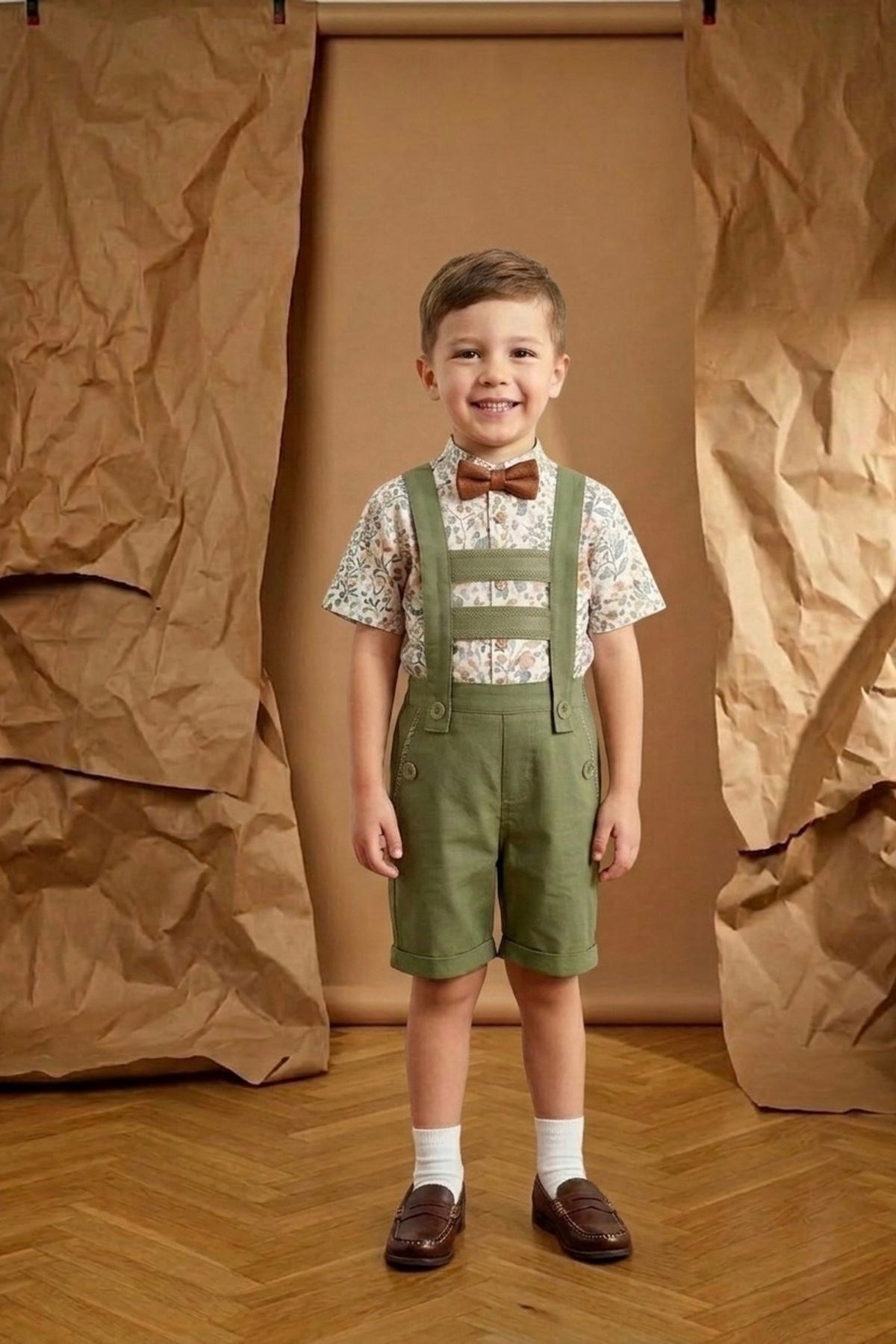 Çift Askılı Gabardin Şort