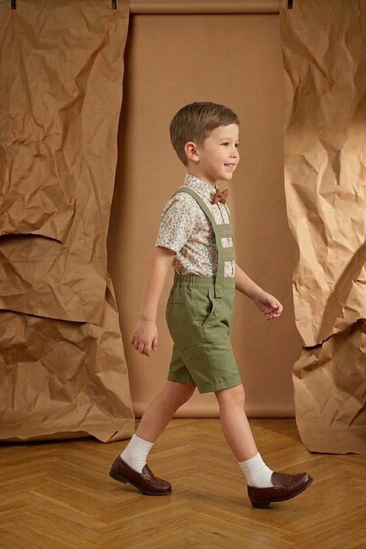 Çift Askılı Gabardin Şort