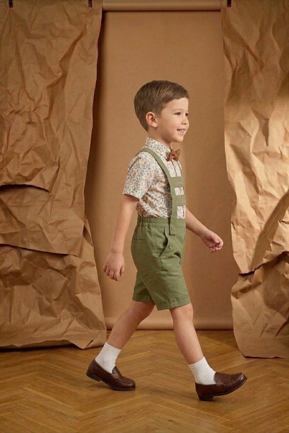 Çift Askılı Gabardin Şort