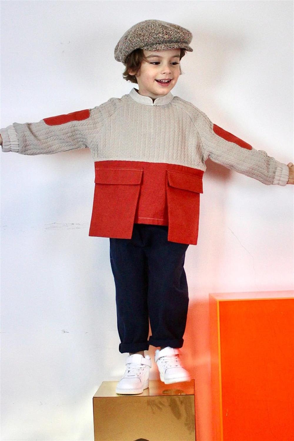 Çift Renkli Dokuma Erkek Çocuk Sweat