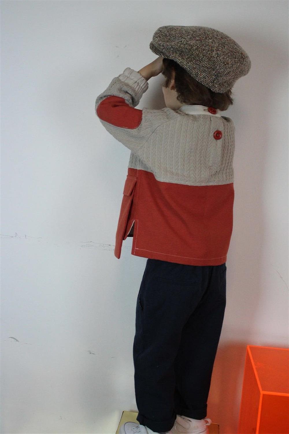 Çift Renkli Dokuma Erkek Çocuk Sweat