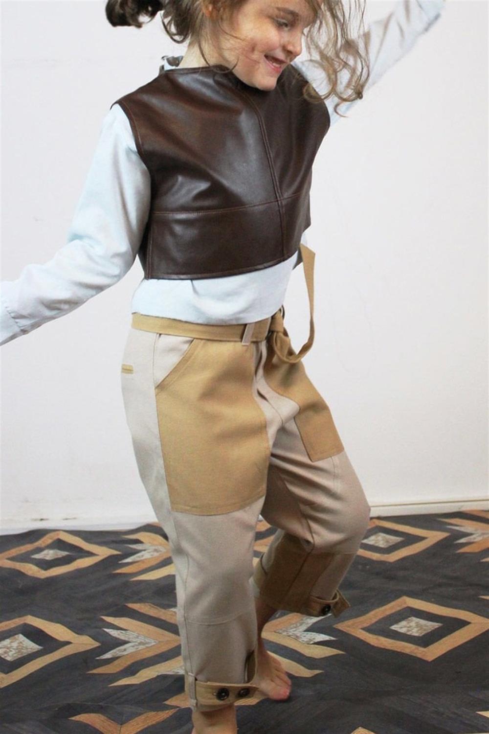 Çift Renkli Kız Çocuk Gabardin Pantolon