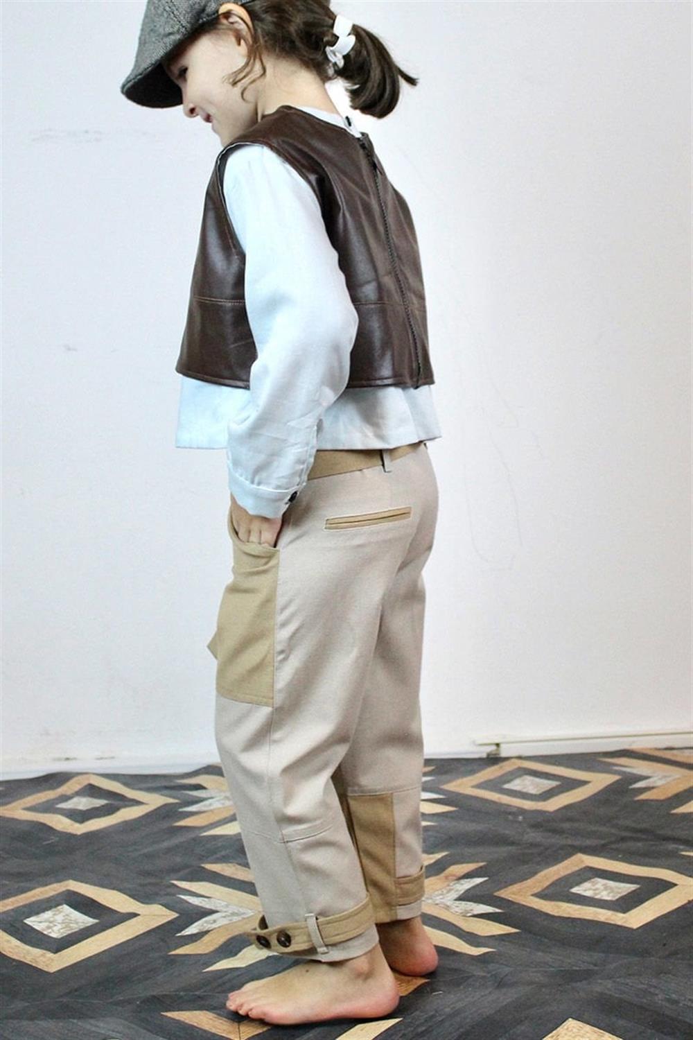 Çift Renkli Kız Çocuk Gabardin Pantolon