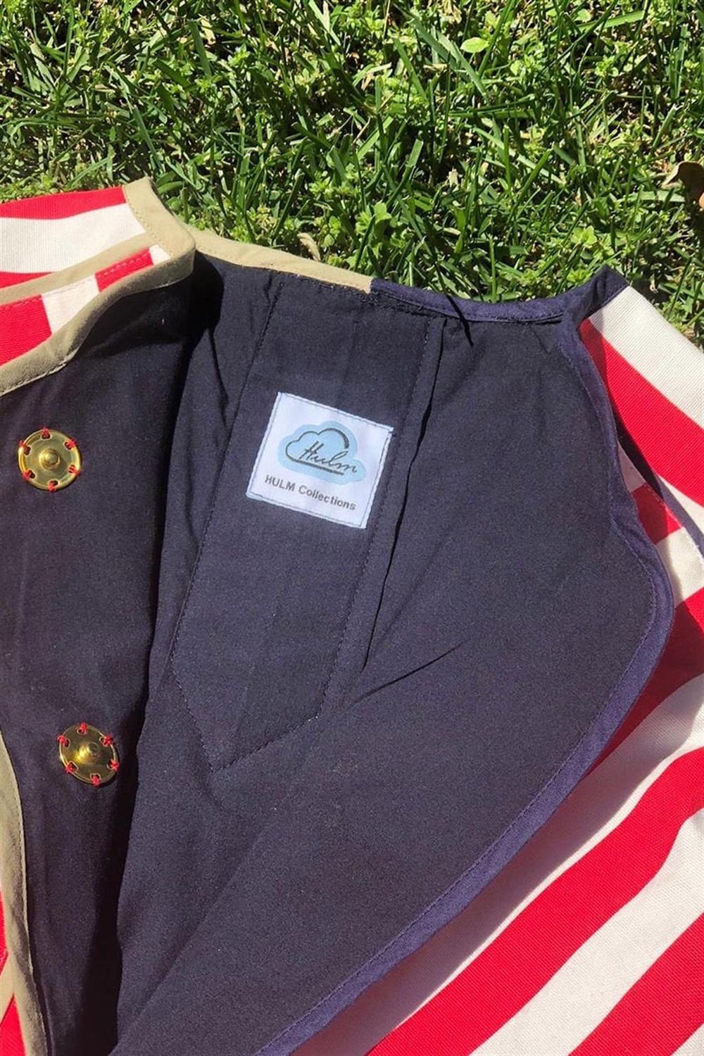 Çizgili Biye Detaylı Unisex Ceket