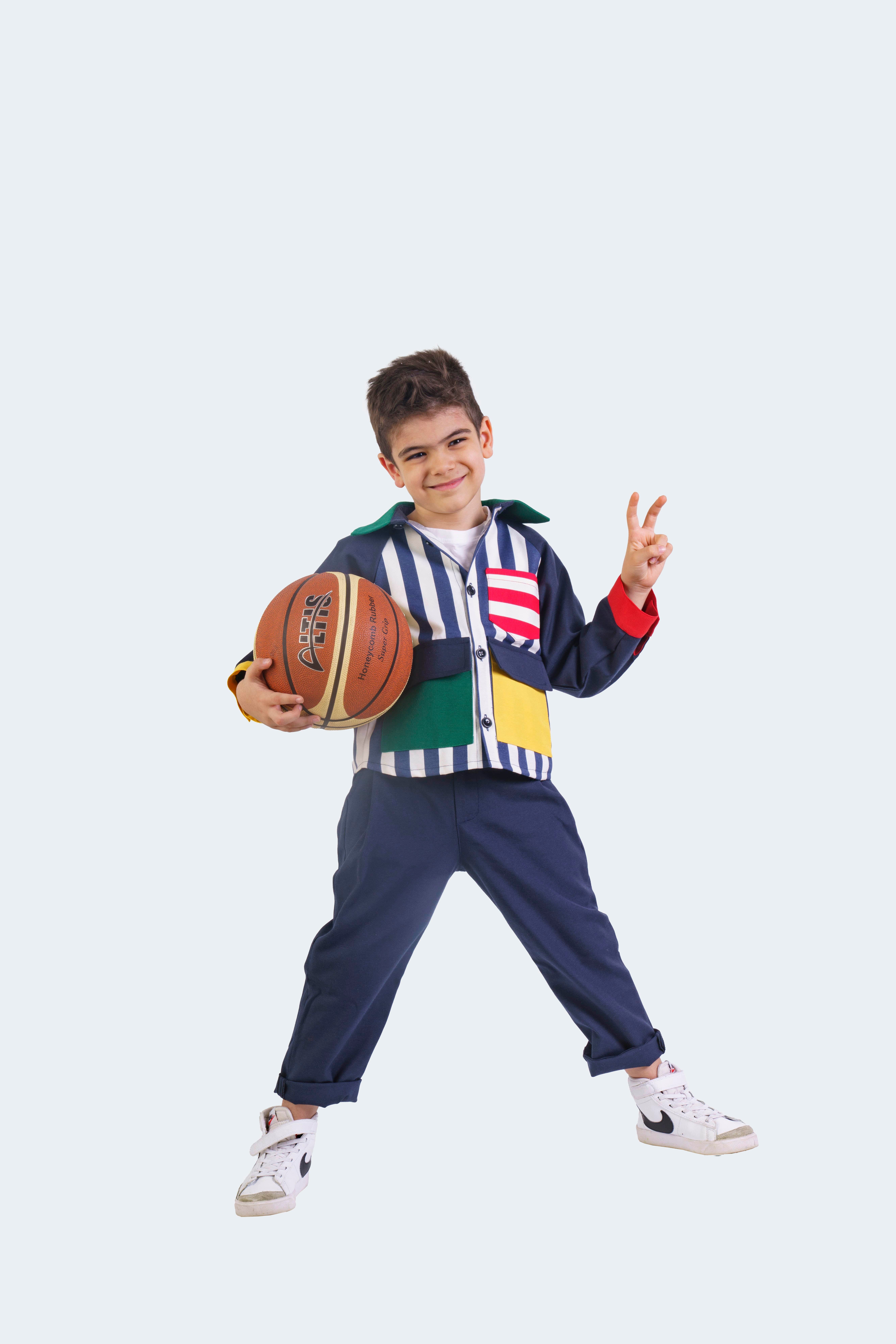 Çizgili Renkli Bloglu Gabardin Gömlek