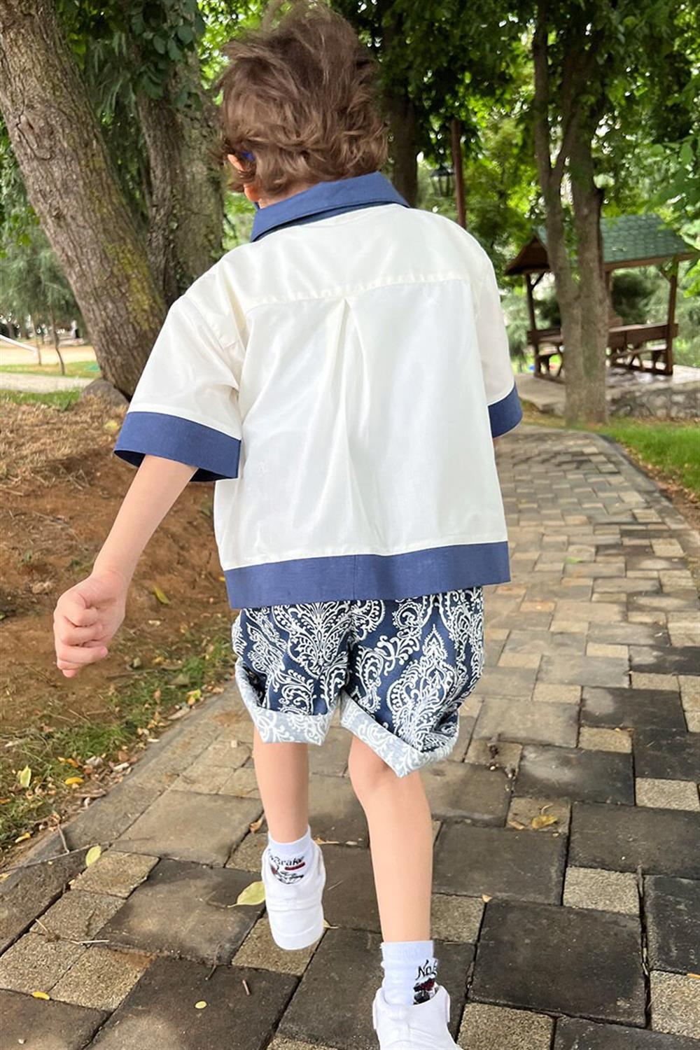 Desenli Gabardin Şort