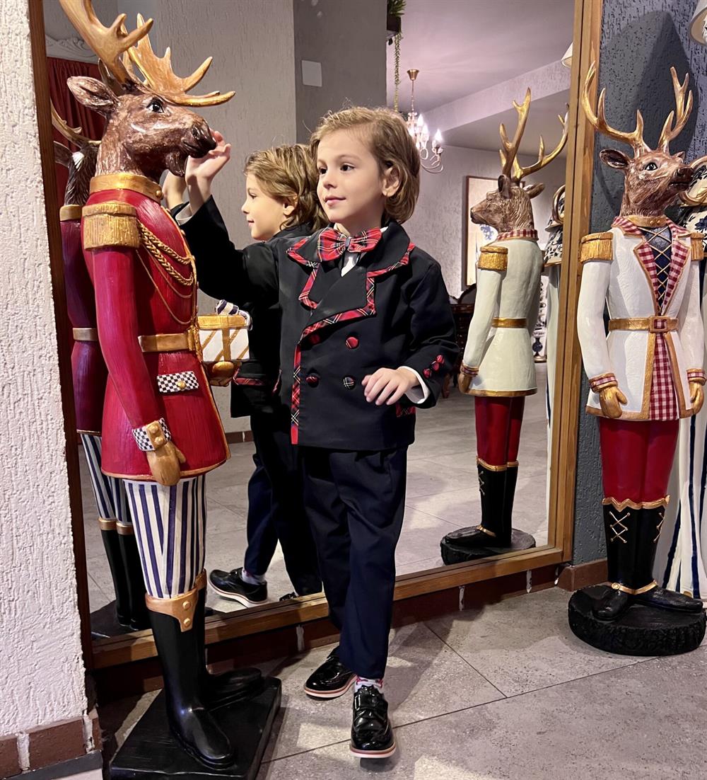 Ekose Biye Detaylı Erkek Çocuk Ceket