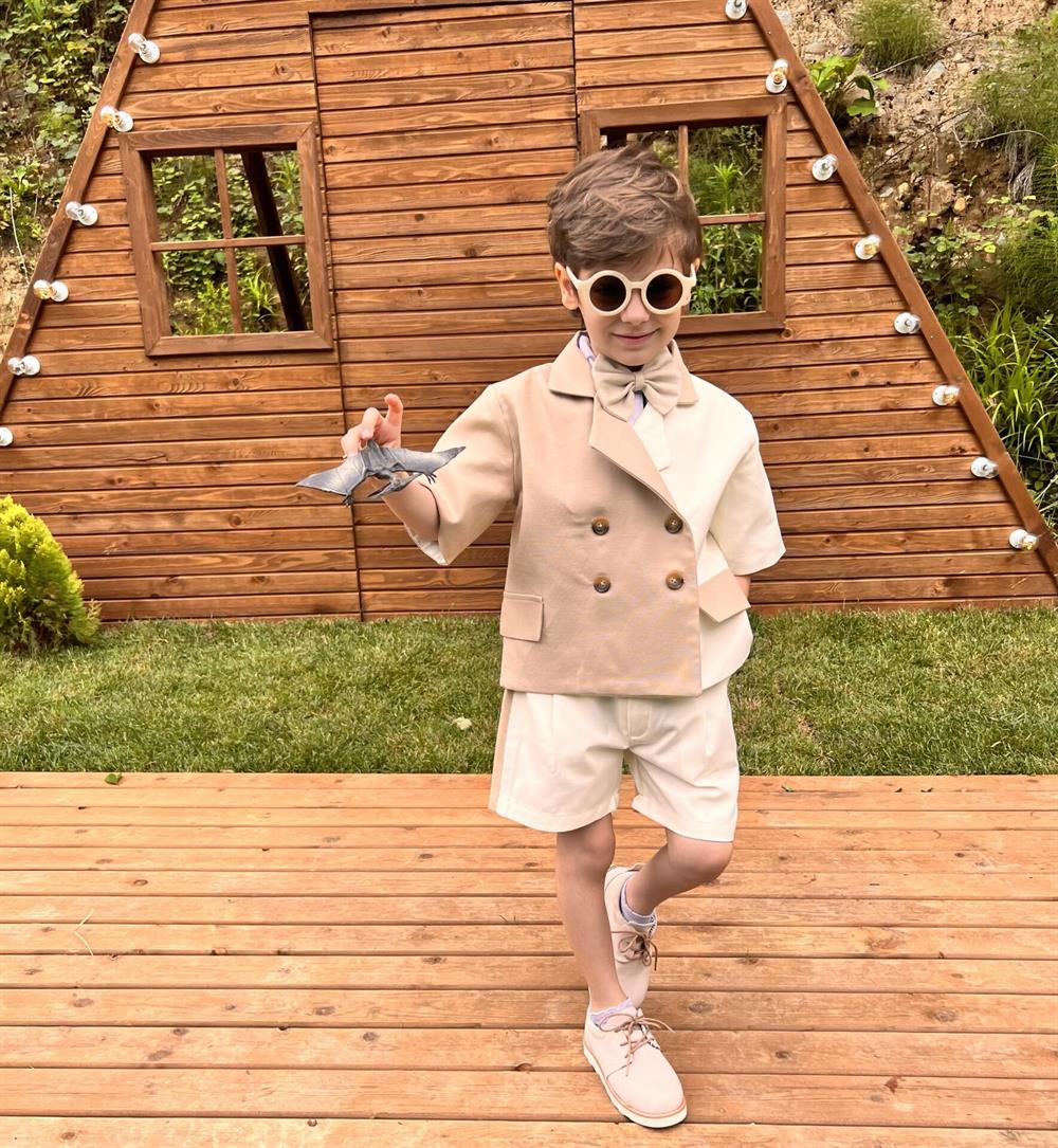 Ekru – Bej Bloklu Ceket