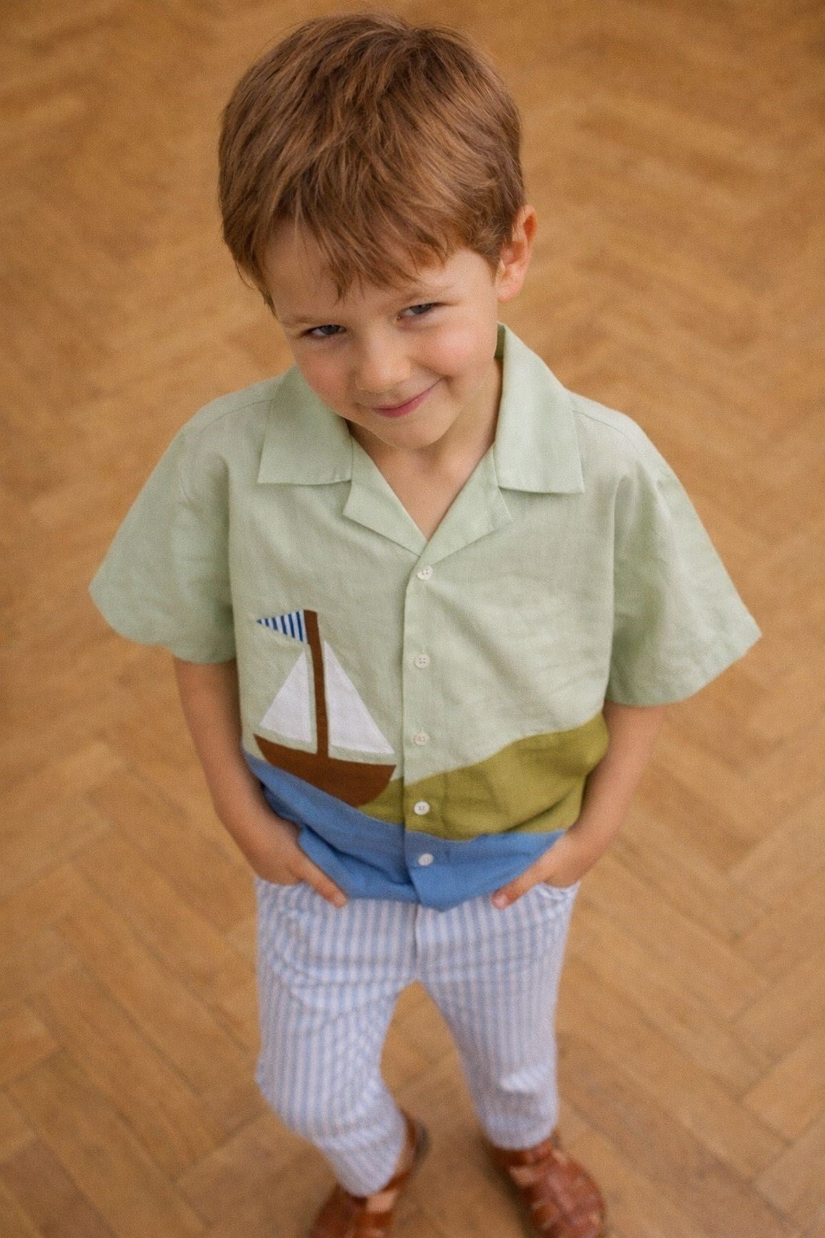 Gemi Aplikeli Bloklu Gömlek