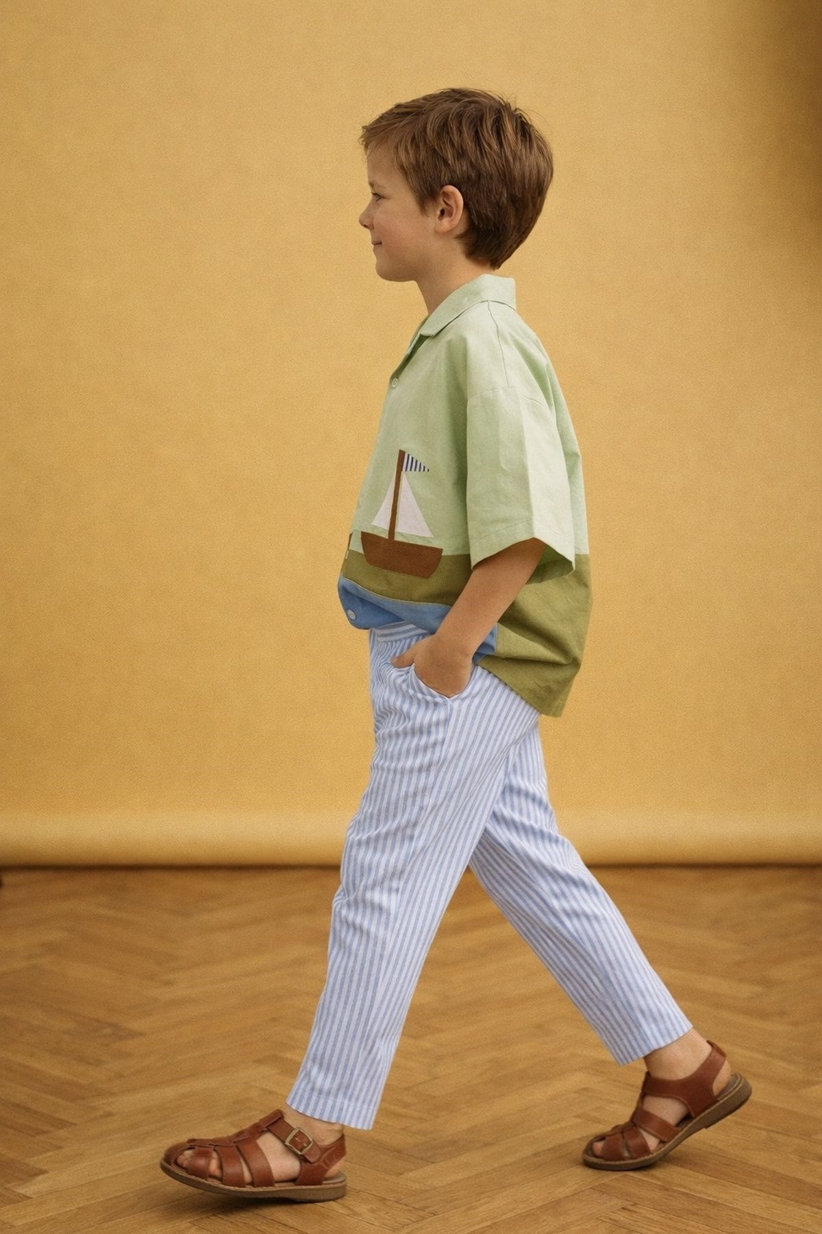 Gemi Aplikeli Bloklu Gömlek