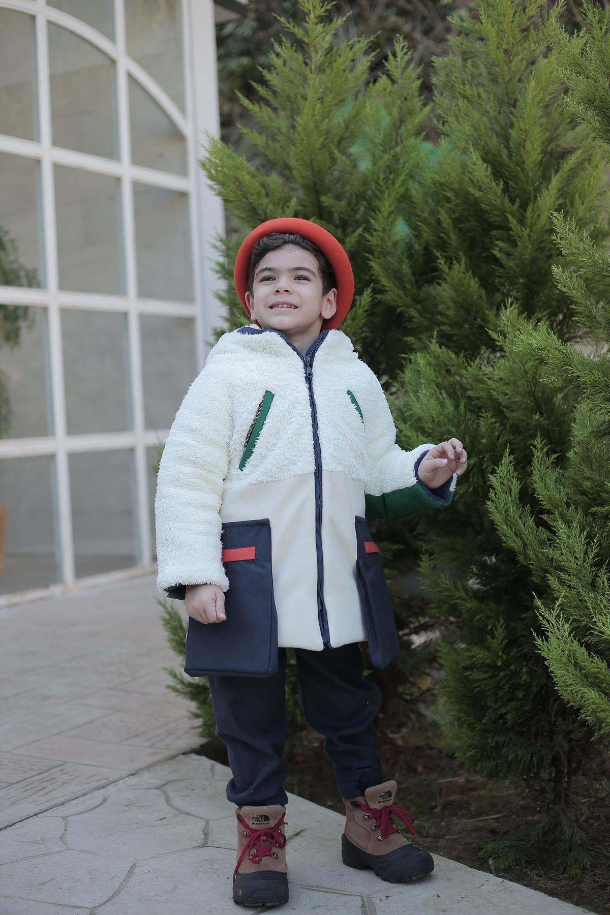 İçi Elyaf ve Polar Astarlı Erkek Çocuk Kaban