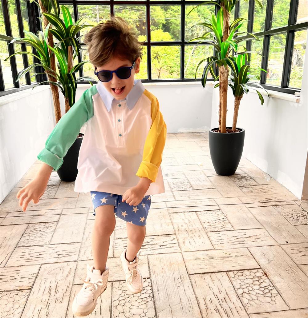 Renk Bloklu Poplin Gömlek