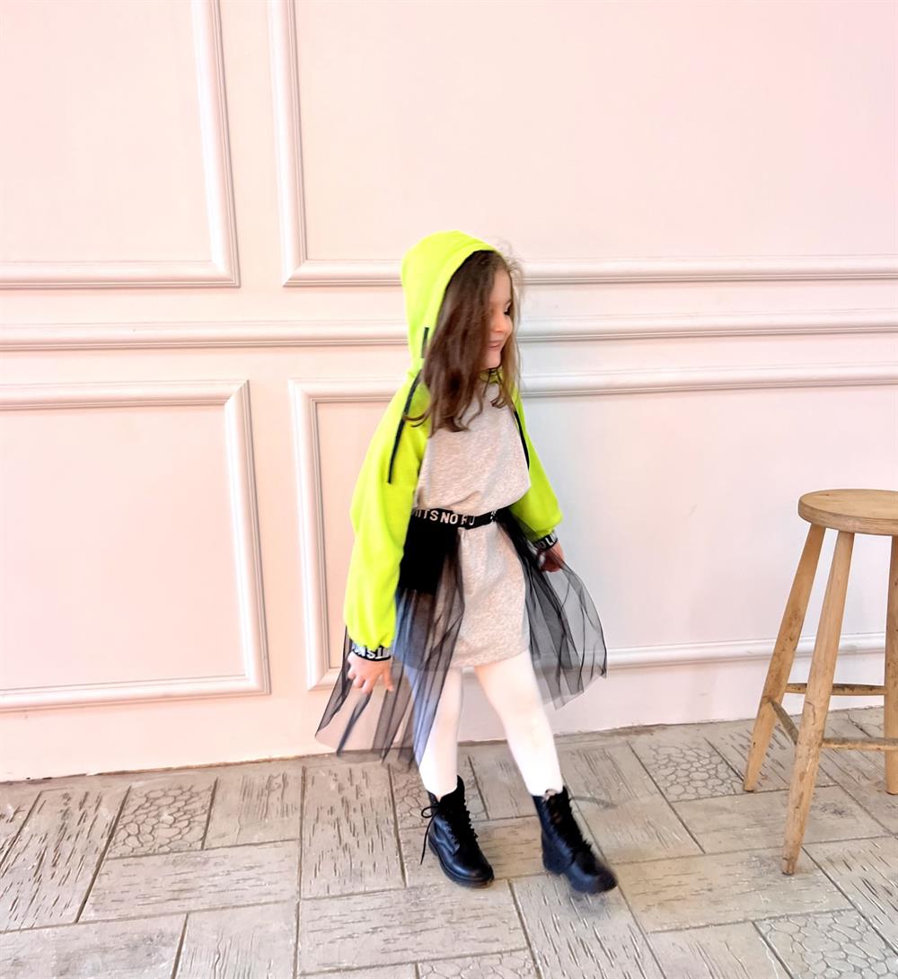 Tütü Detaylı Kız Çocuk Sweat Elbise