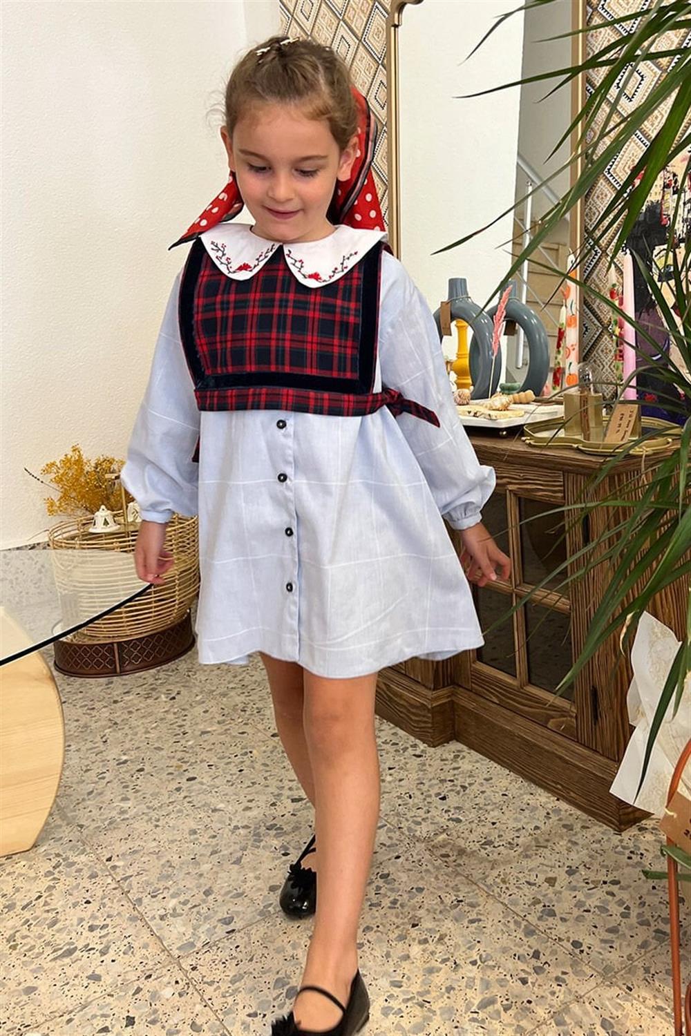 Yakalı Set Kız Çocuk Elbisesi