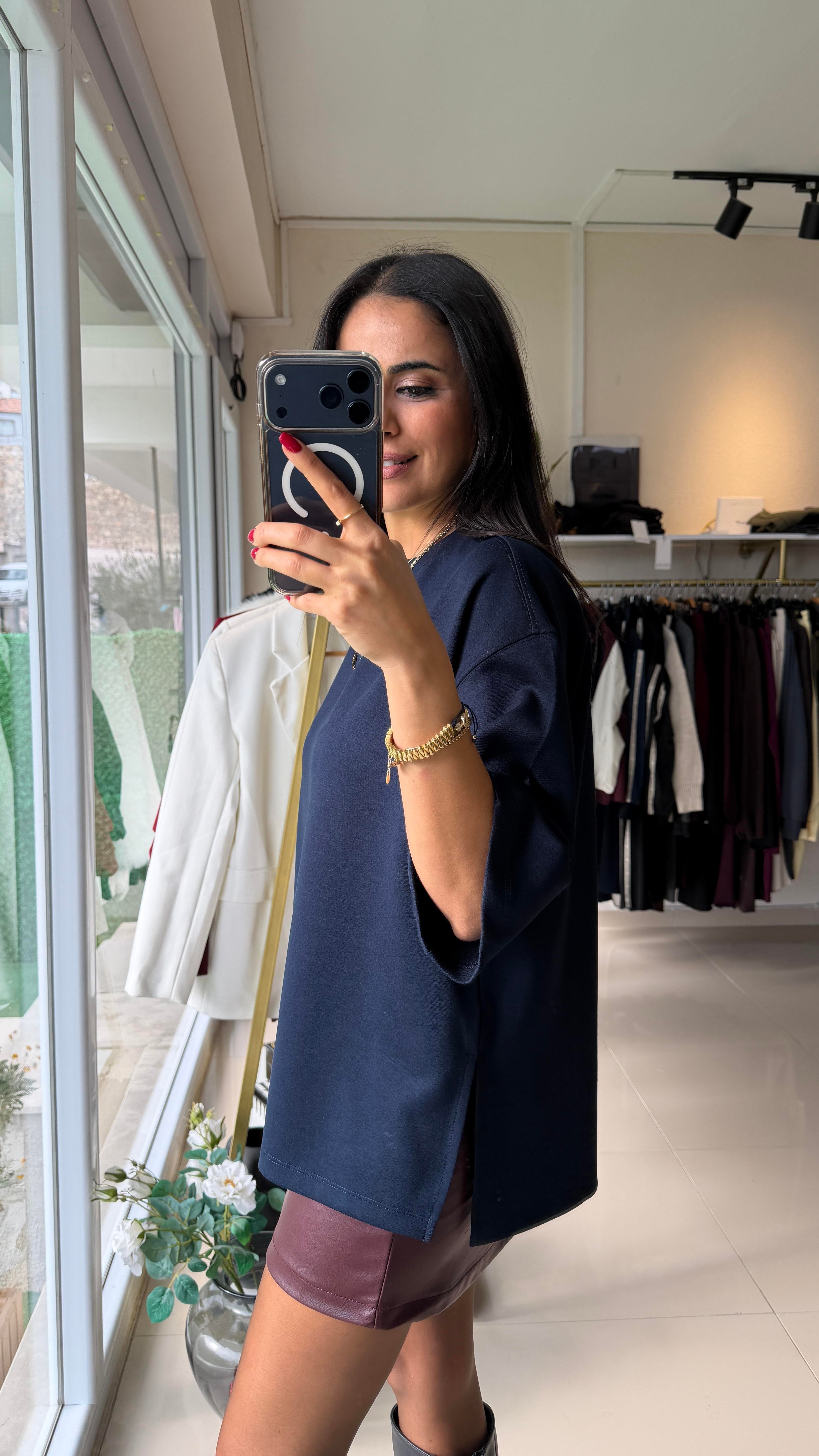 11066 YANDAN TIRTMAÇLI BASİC LACİVERT