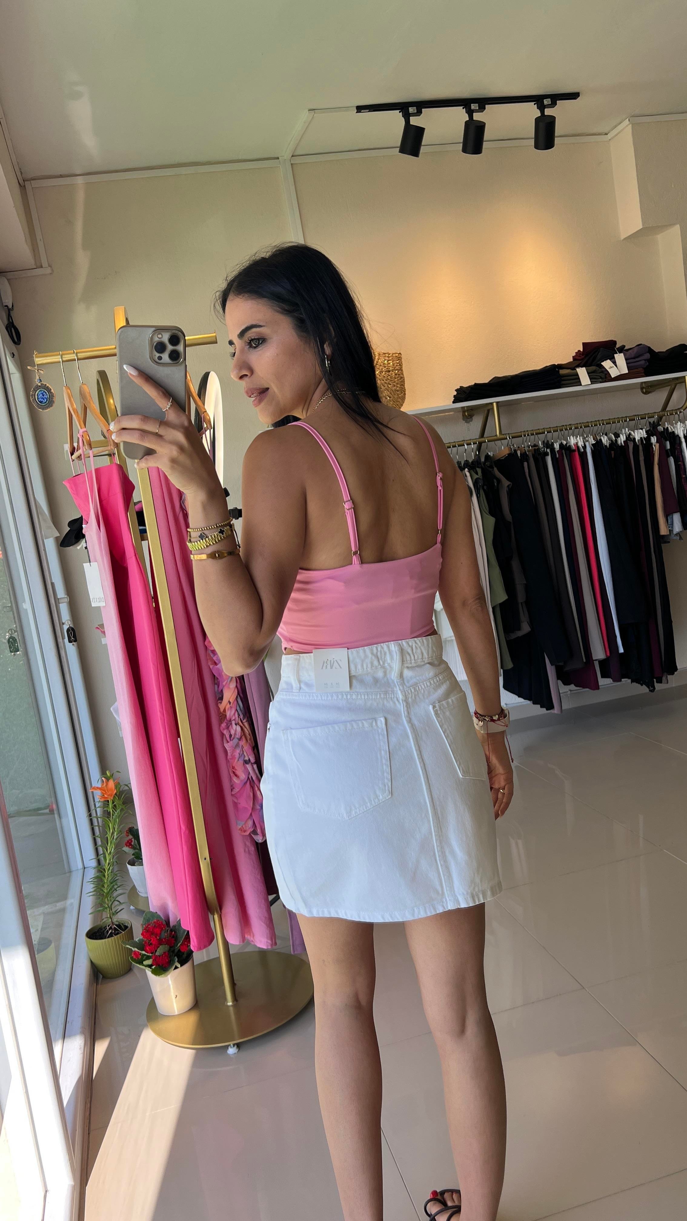 16156 ÖRME ASKILI CROP PEMBE