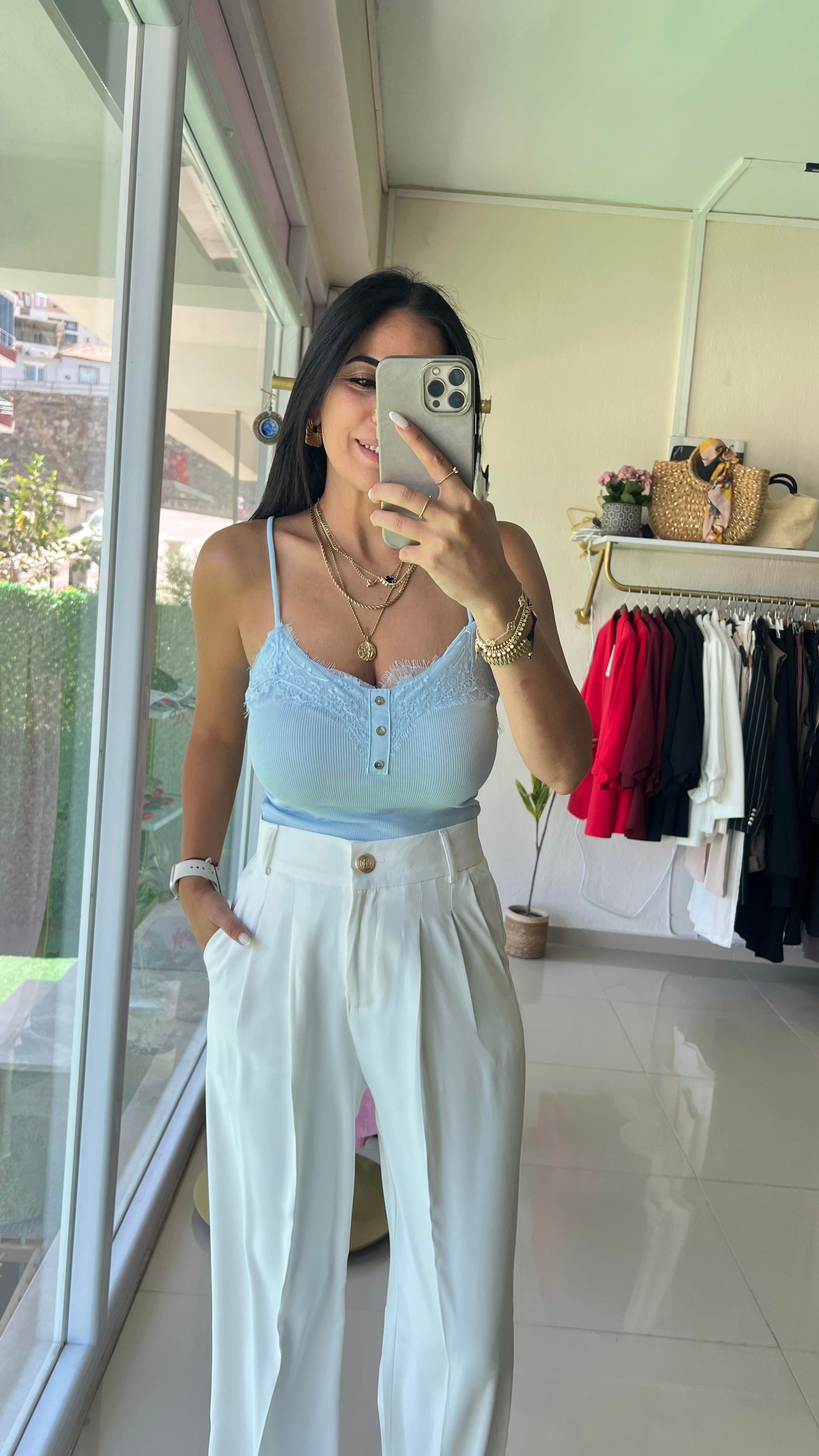 16893 DANTELLİ ATLET BEBE MAVİ