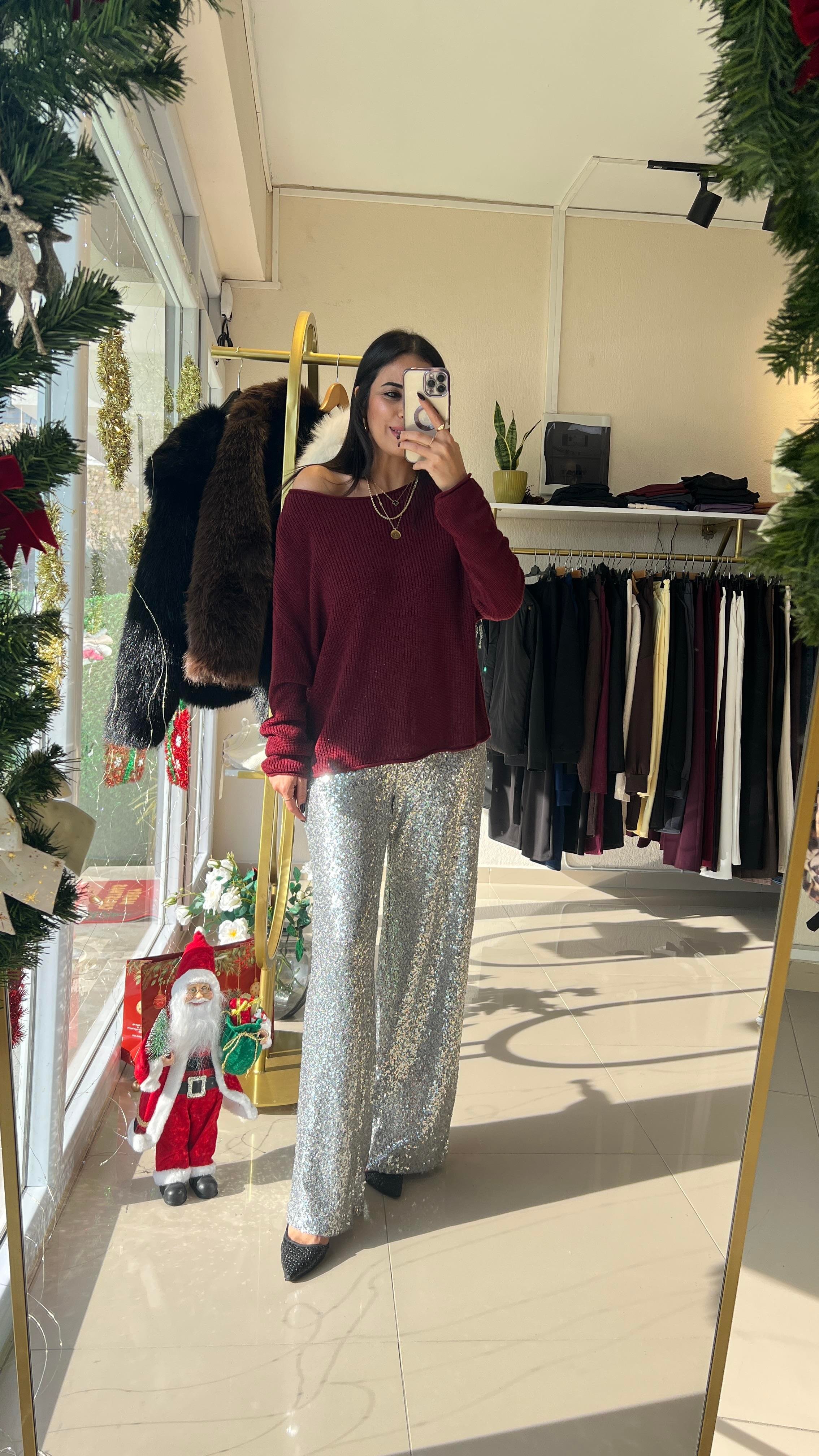 2416759 PULLU PANTOLON GÜMÜŞ