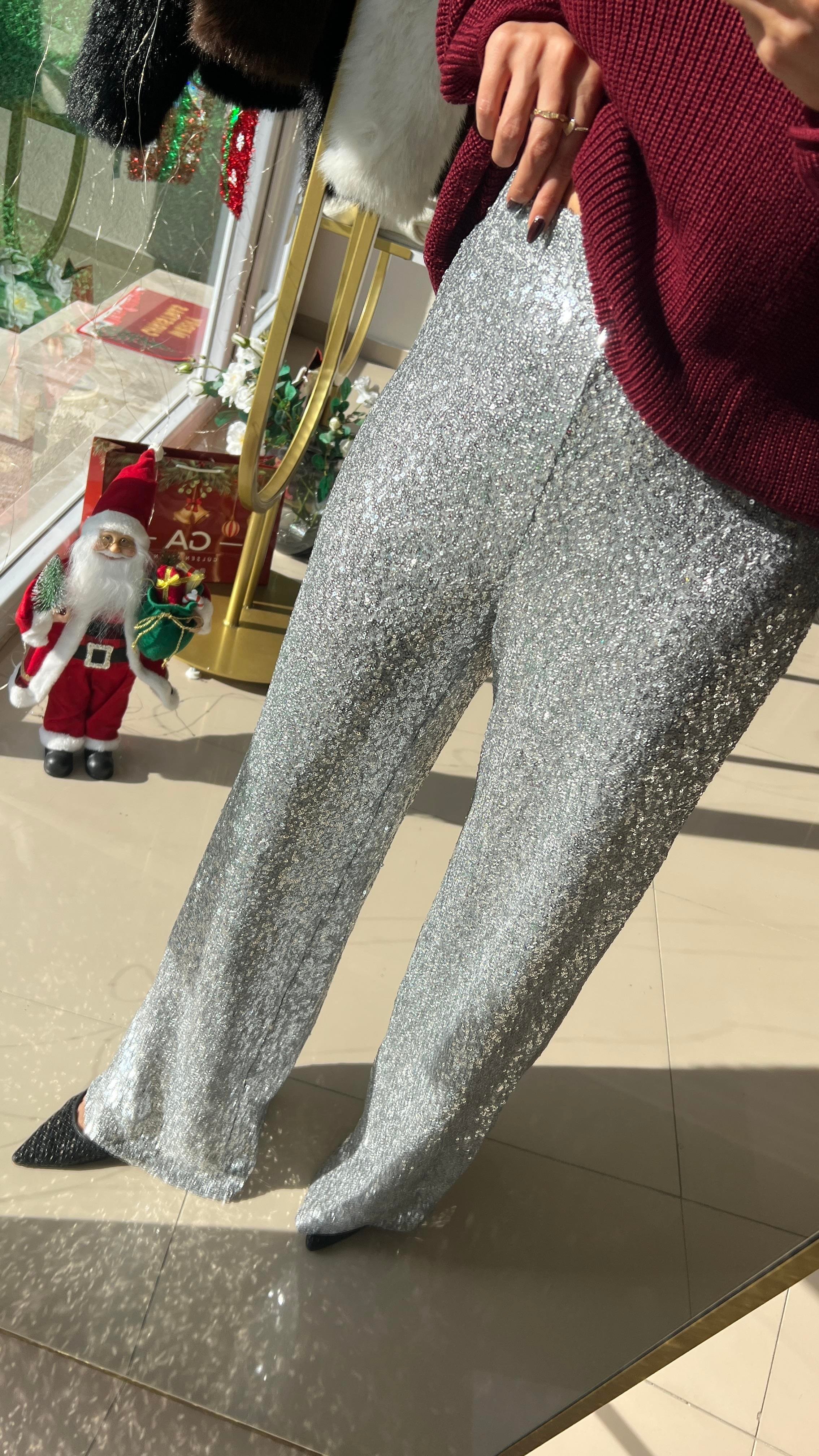 2416759 PULLU PANTOLON GÜMÜŞ