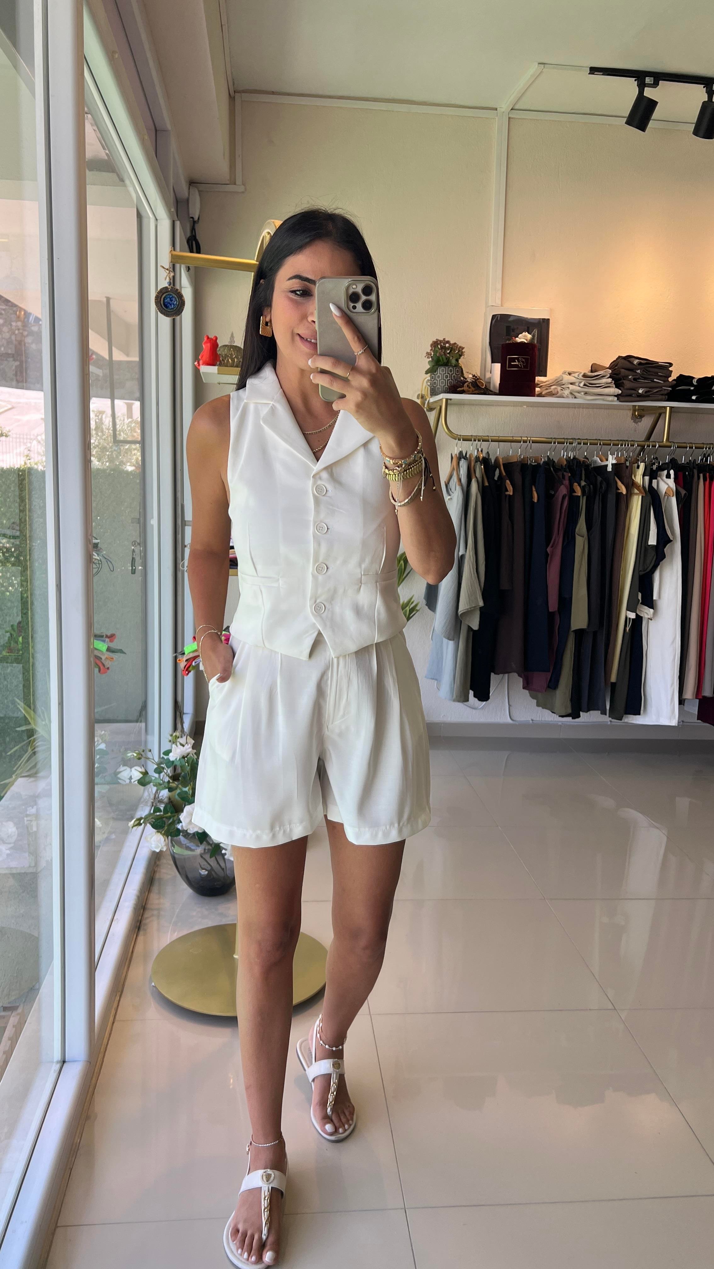 257164 ŞORT YELEK TAKIM BEYAZ