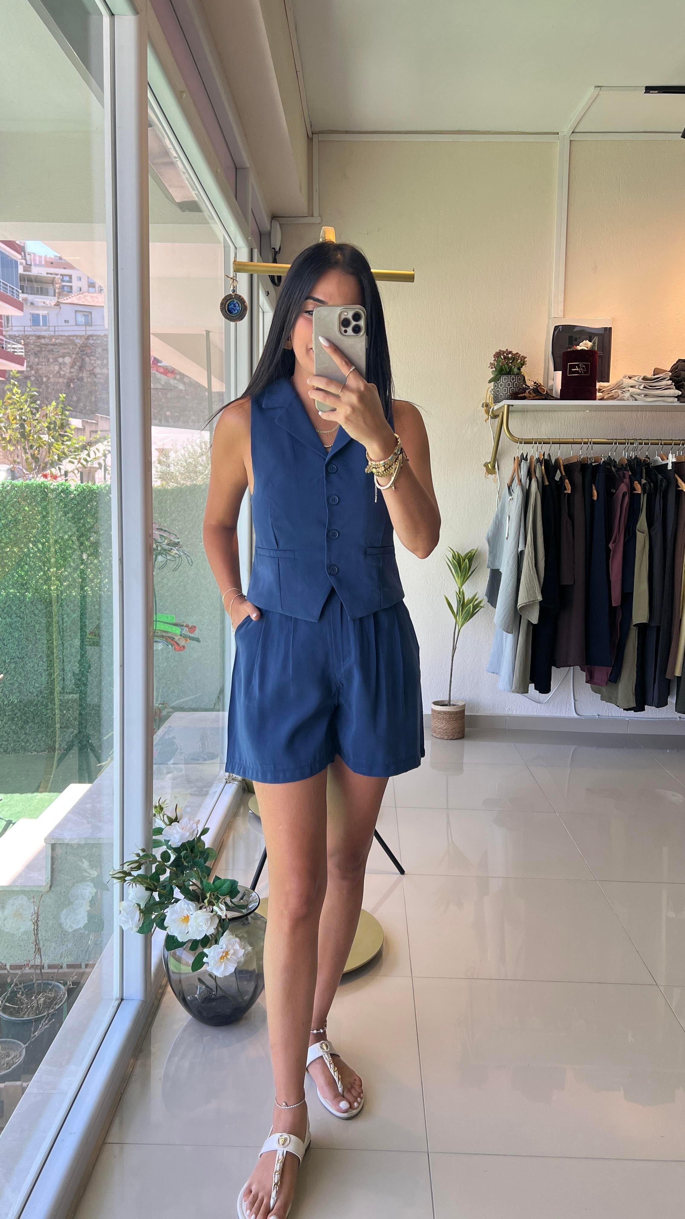 257164 ŞORT YELEK TAKIM MAVİ