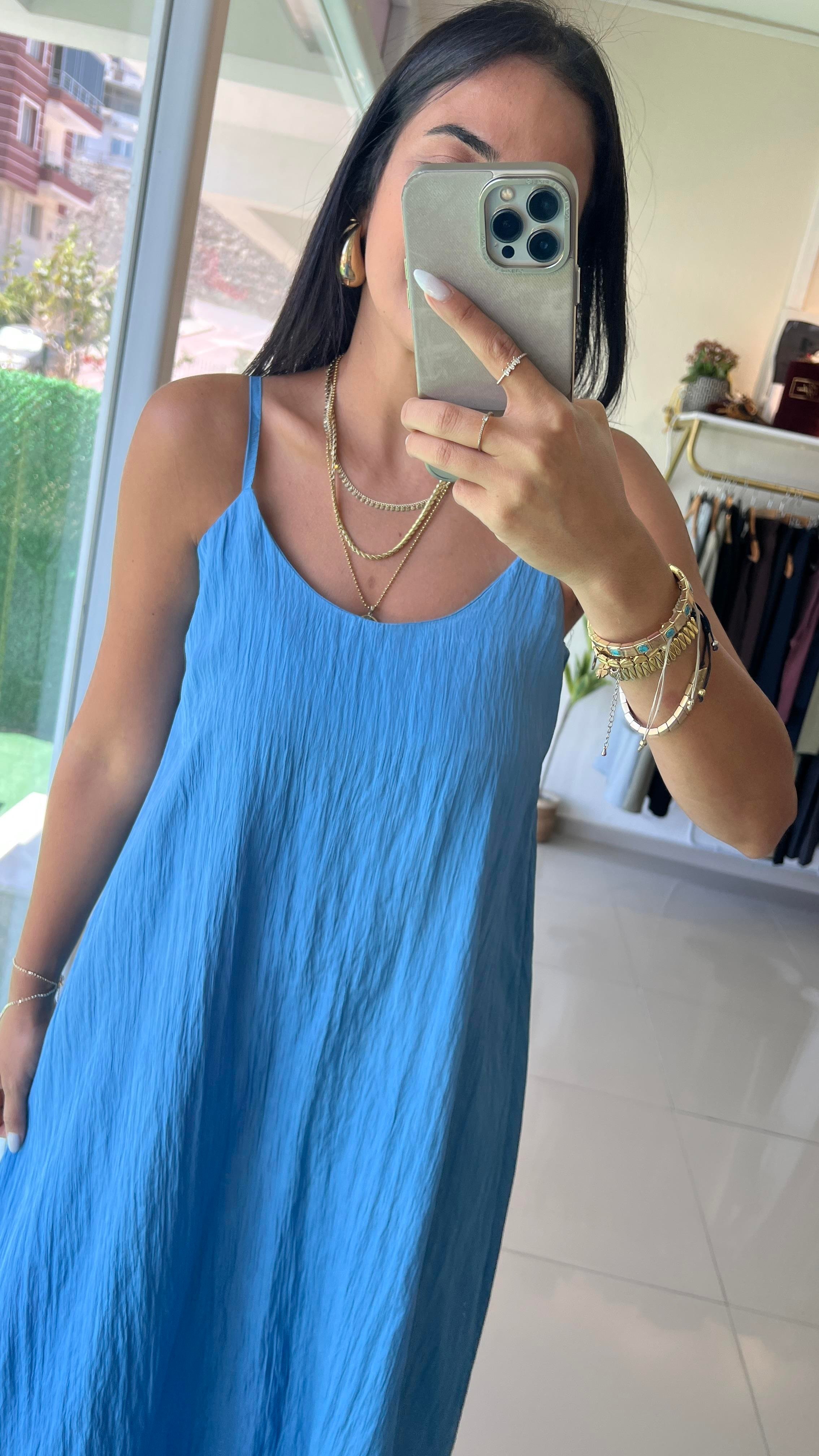 258203 ASKILI ELBİSE MAVİ