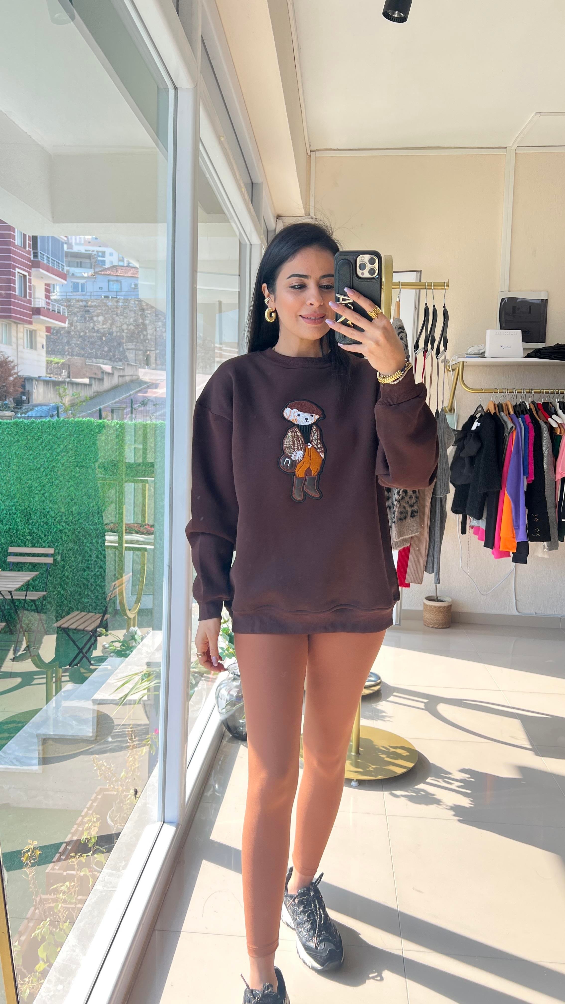 3162 NAKIŞLI SWEAT KAHVE