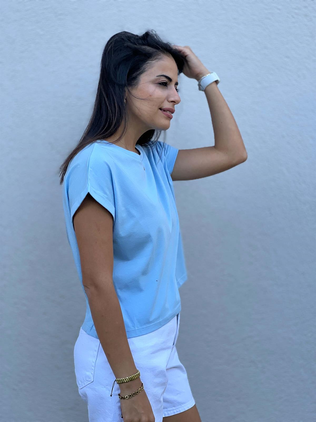 3431 T Kol Basic Tshirt Bebe Mavi