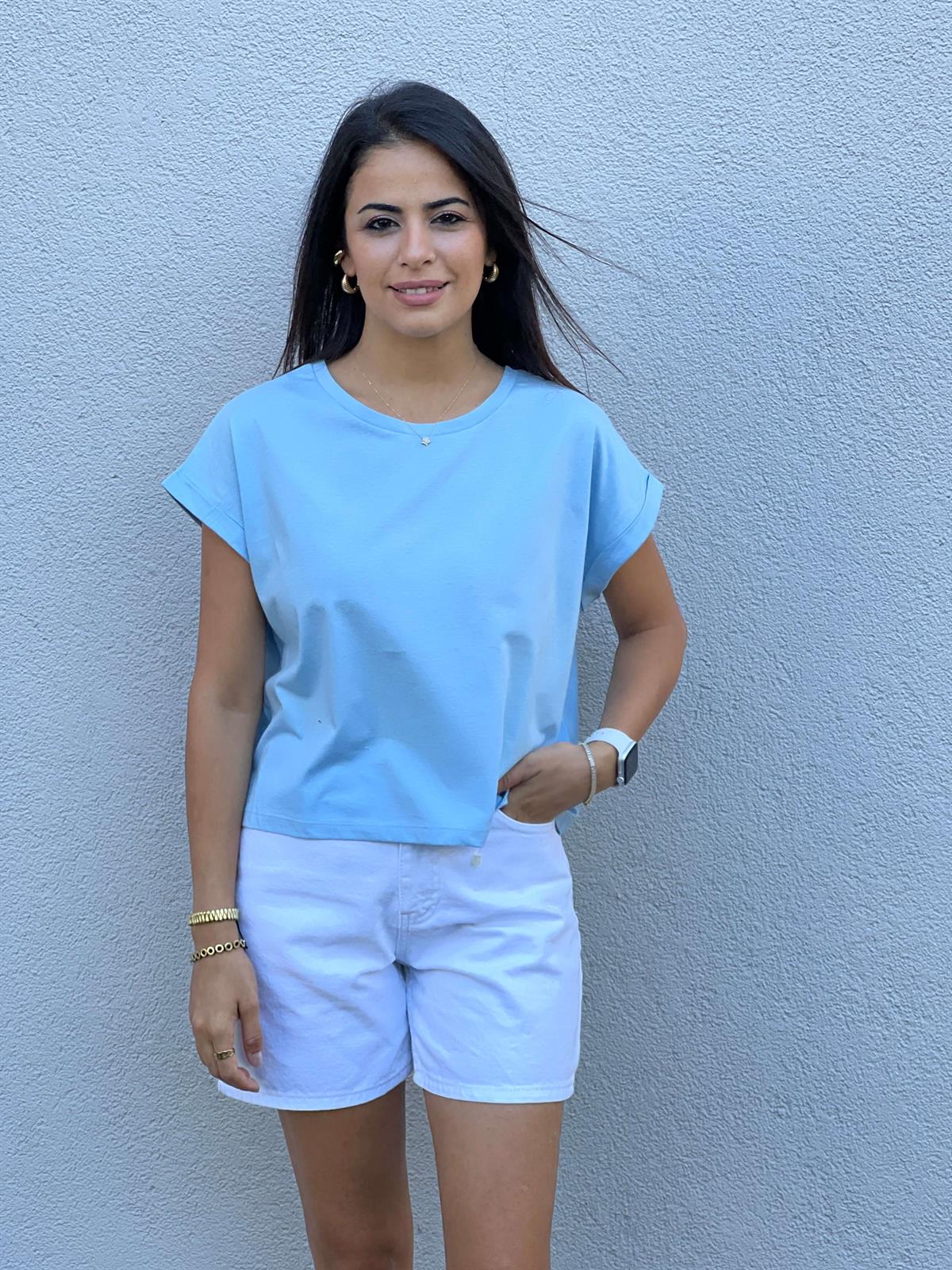 3431 T Kol Basic Tshirt Bebe Mavi