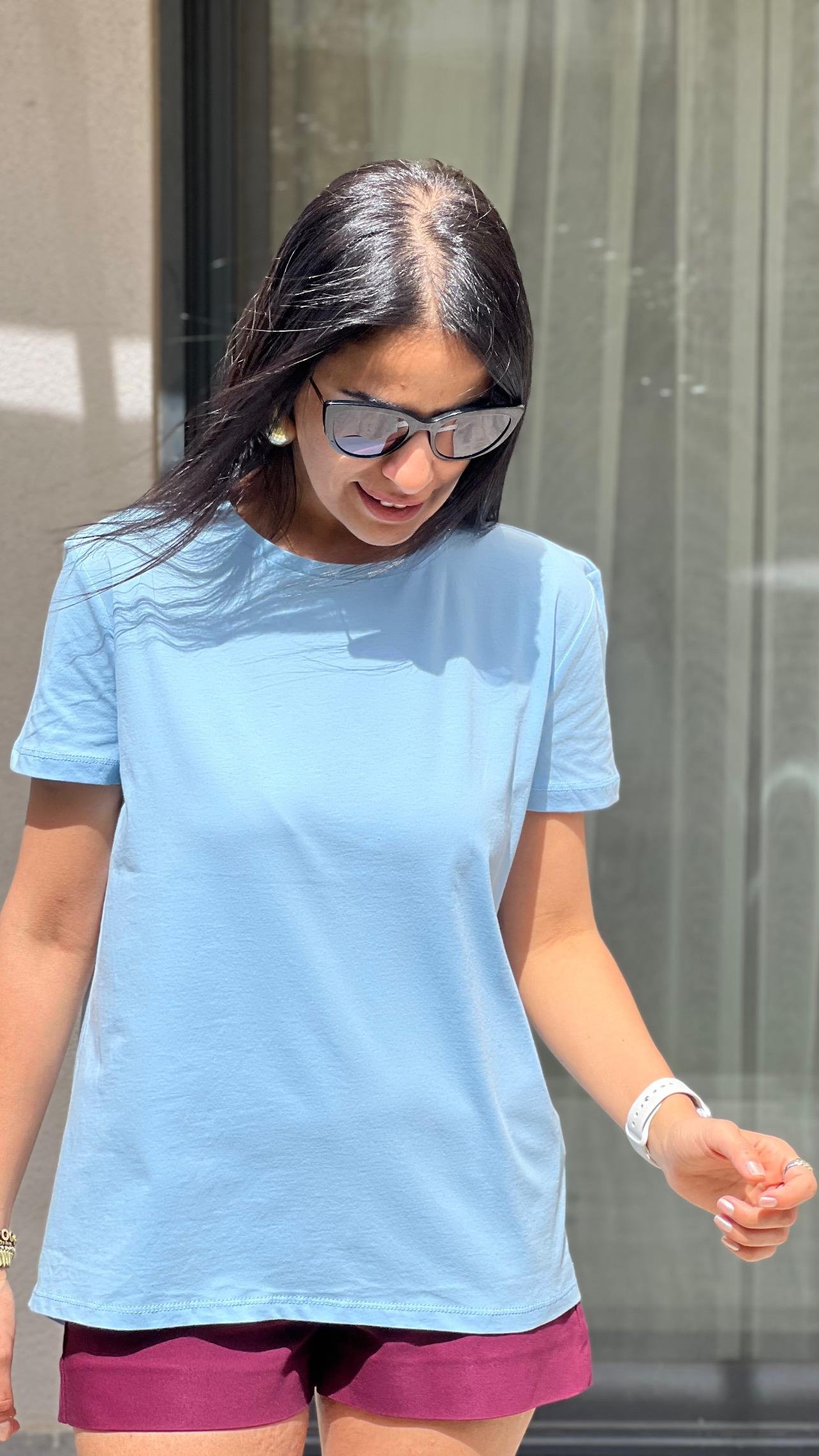 3471 Sıfır Yaka Tshirt Bebe Mavi