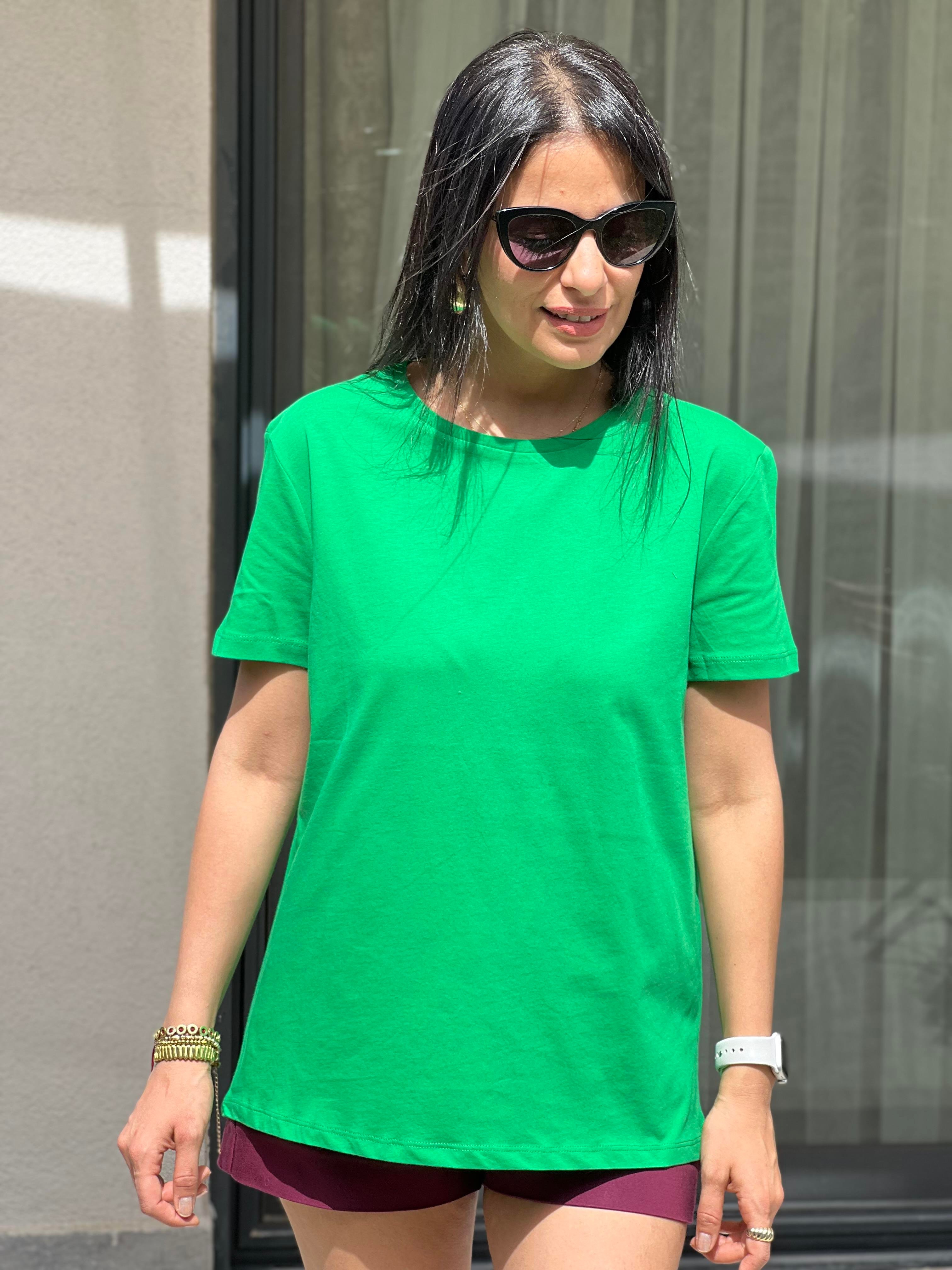 3471 Sıfır Yaka Tshirt Yeşil