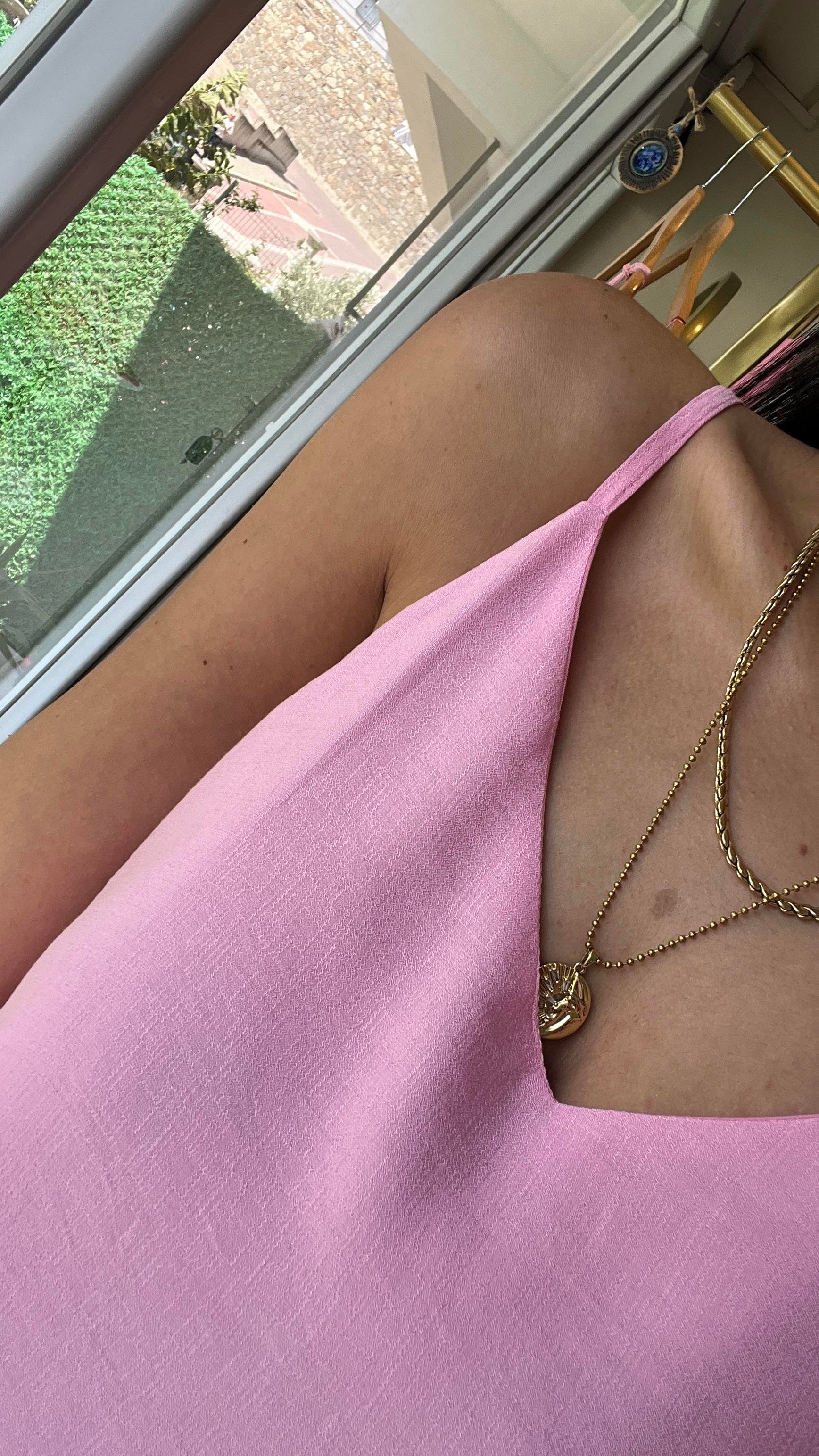 36012 İP ASKILI ELBİSE PEMBE